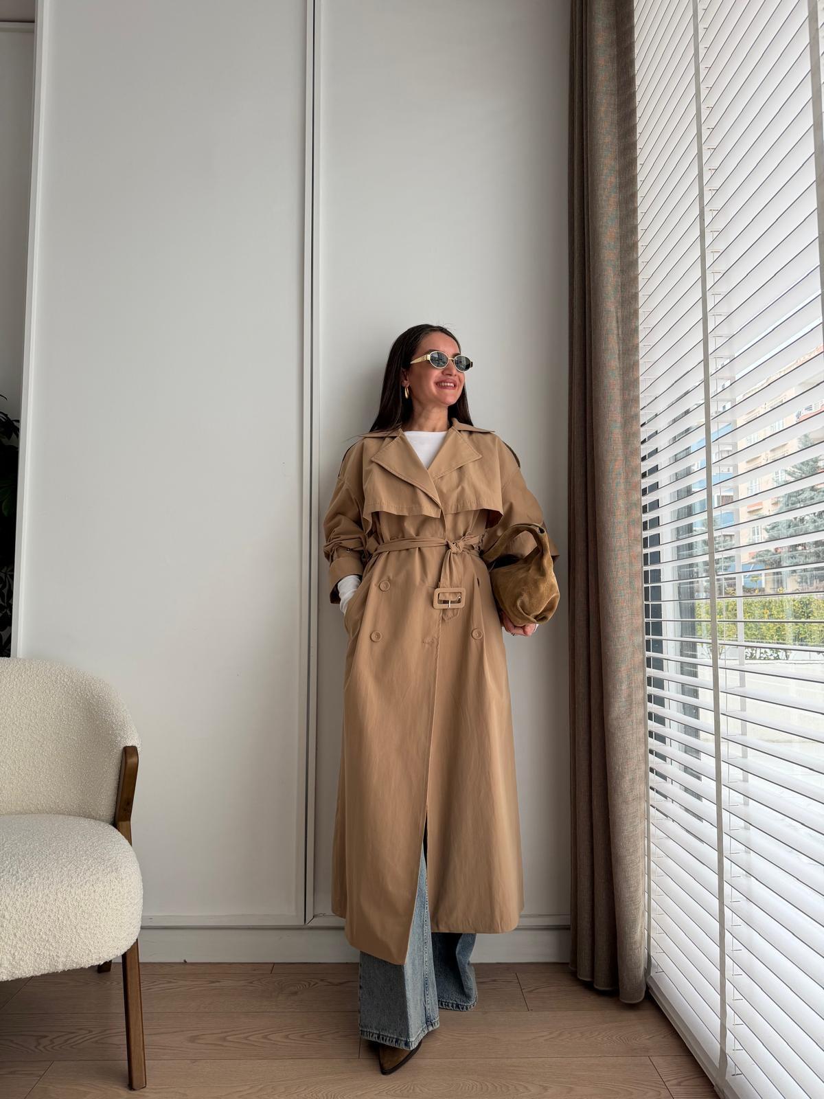 Camel Kemerli Oversize Trençkot 9637