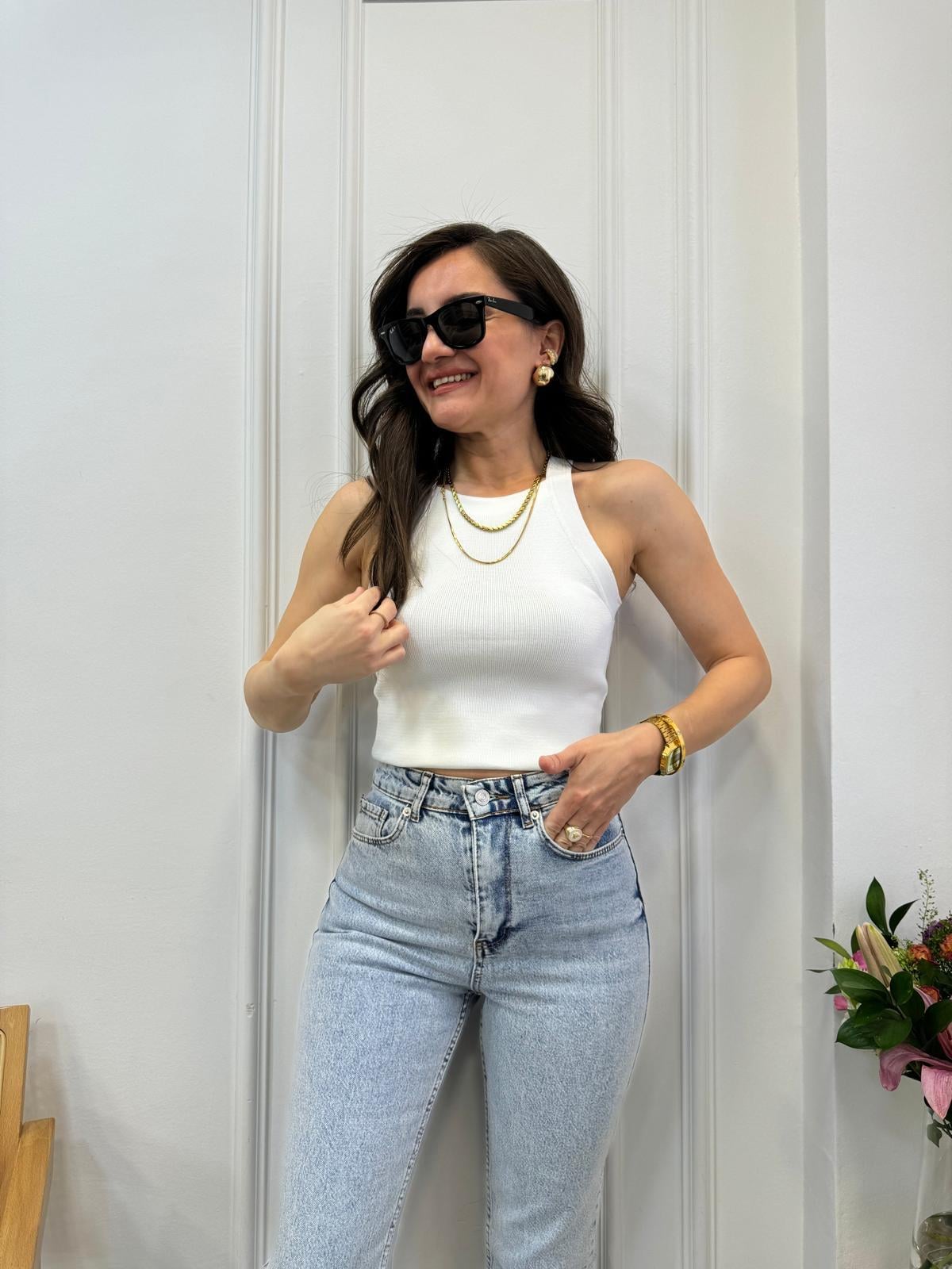 Ekru Halter Yaka Triko Atlet 4252