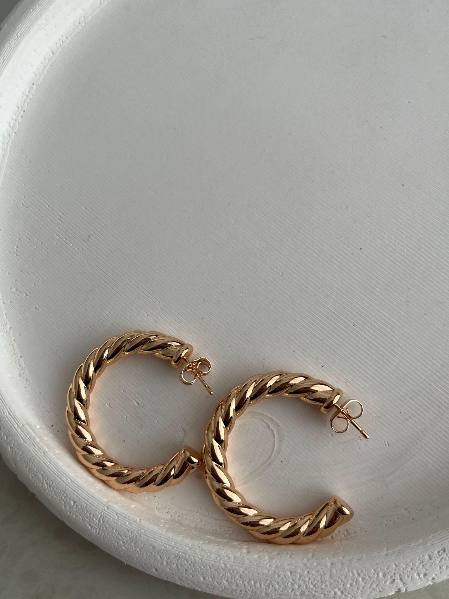 Gold Burgulu Halka Küpe ST2