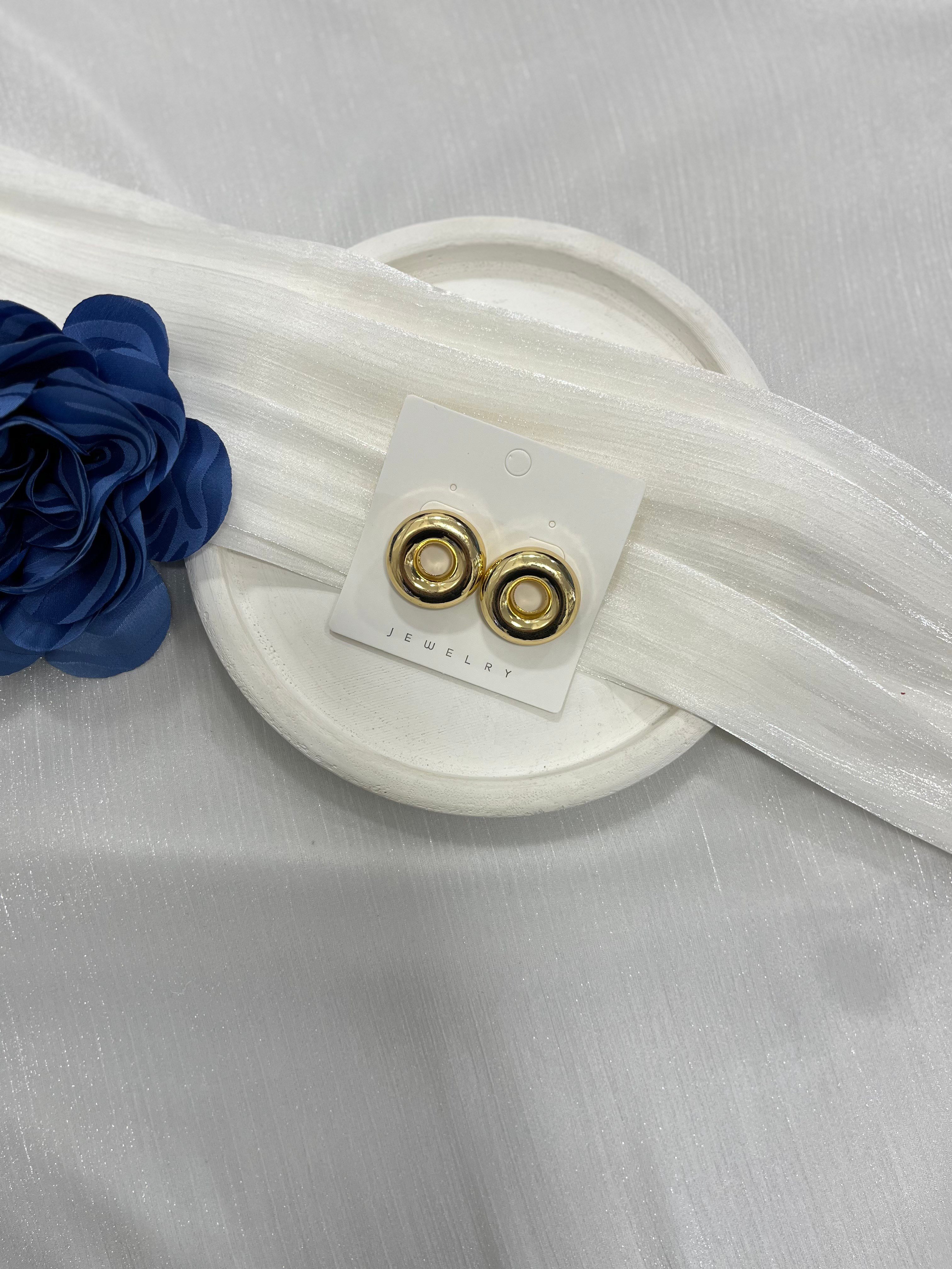 Gold Kalın Yuvarlak Model Küpe KP48