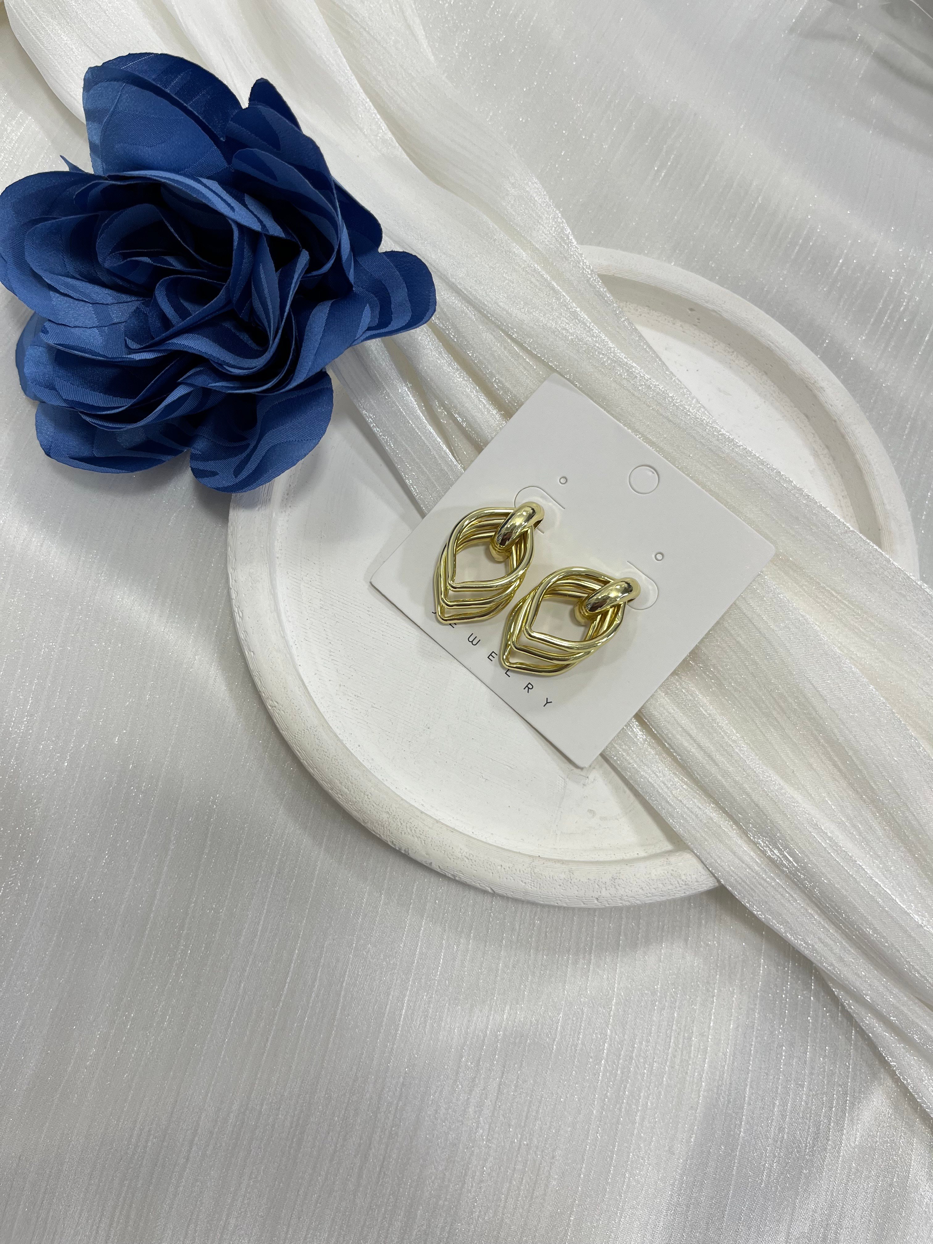 Gold Üçlü Damla Küpe KP05