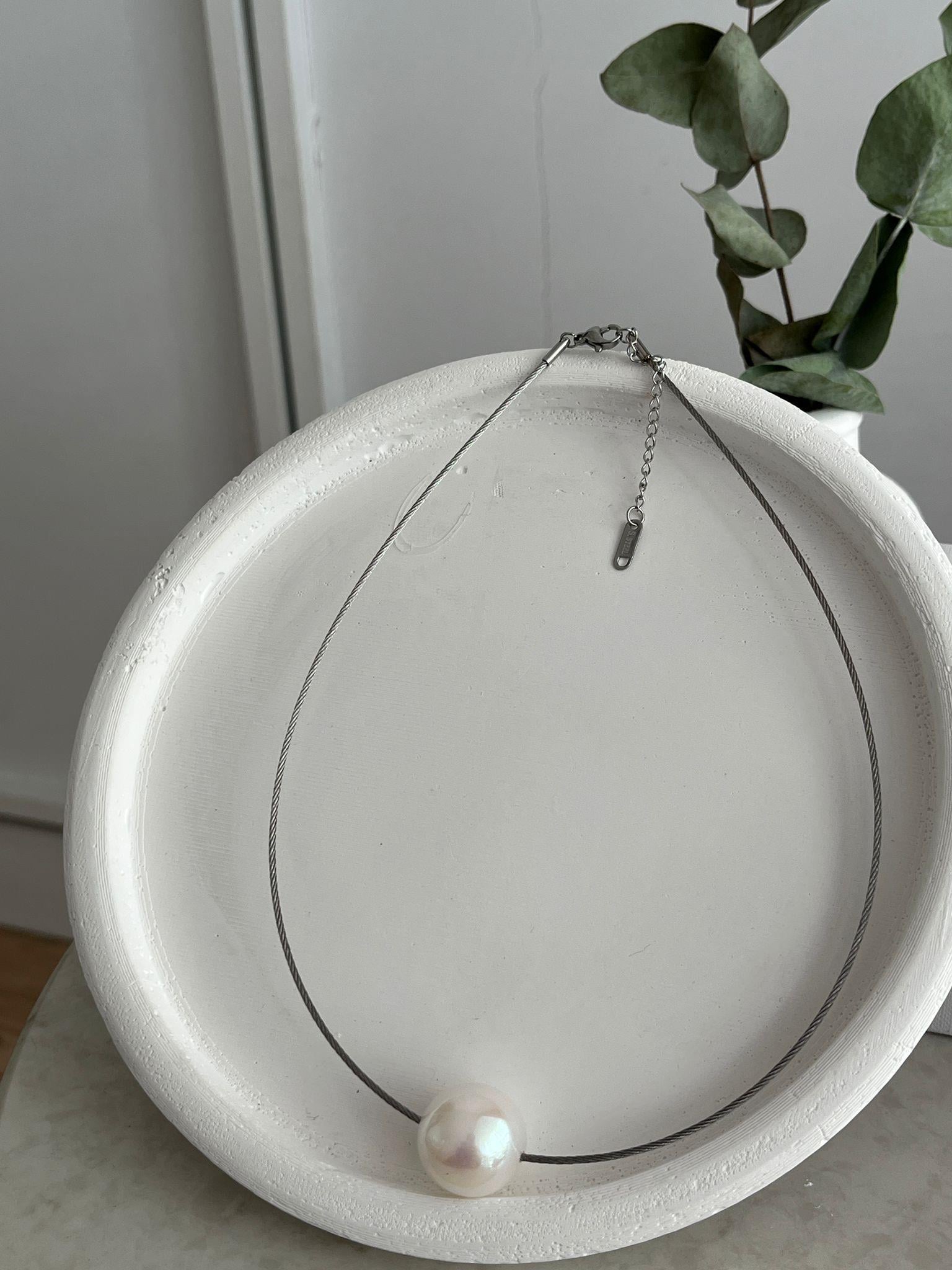 Gümüş İnci Detaylı Kolye ST17