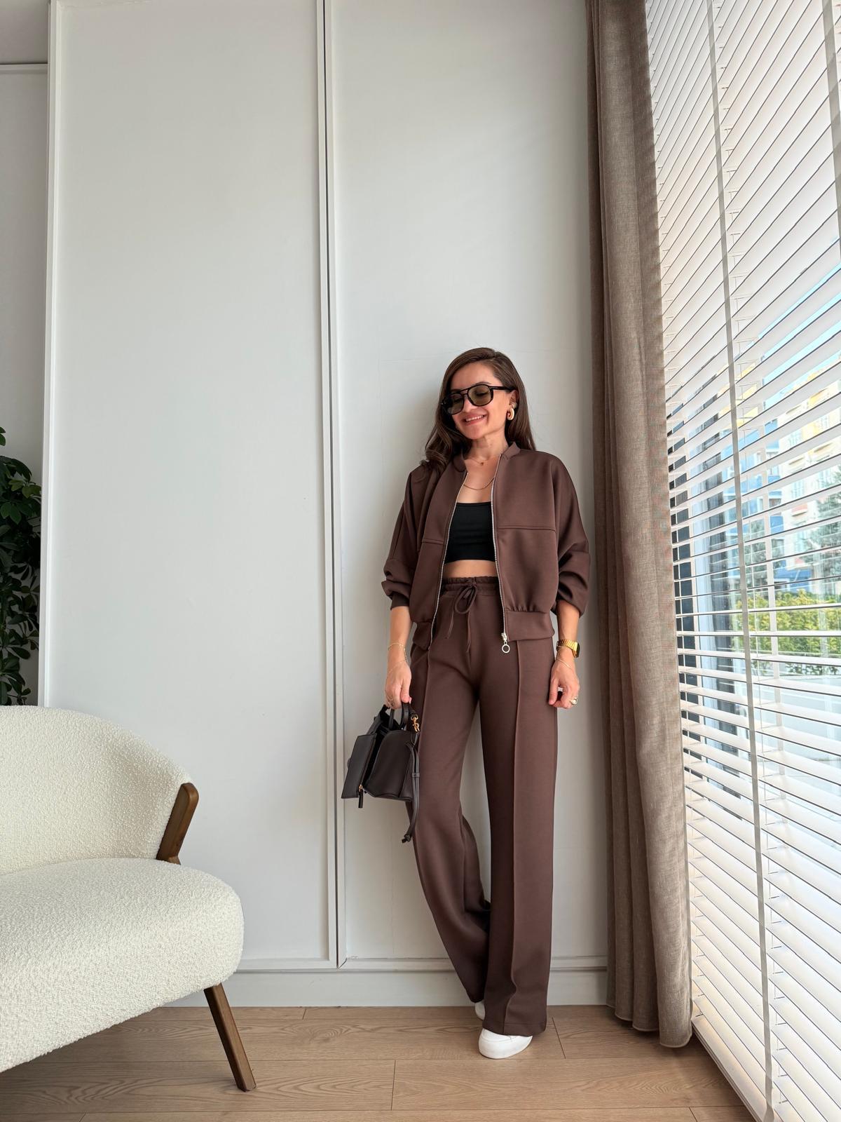Kahve rengi Çımalı Pantolon Ceket Takım 1099