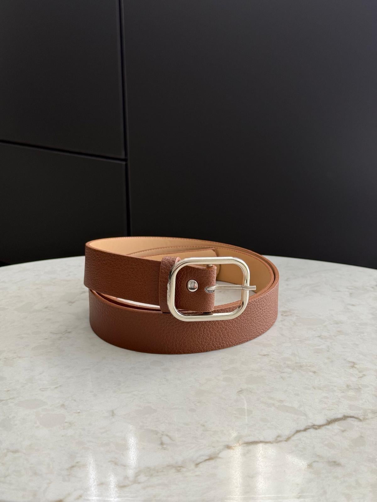 Kahve rengi Rose Gold Kare Tokalı Kemer SB43