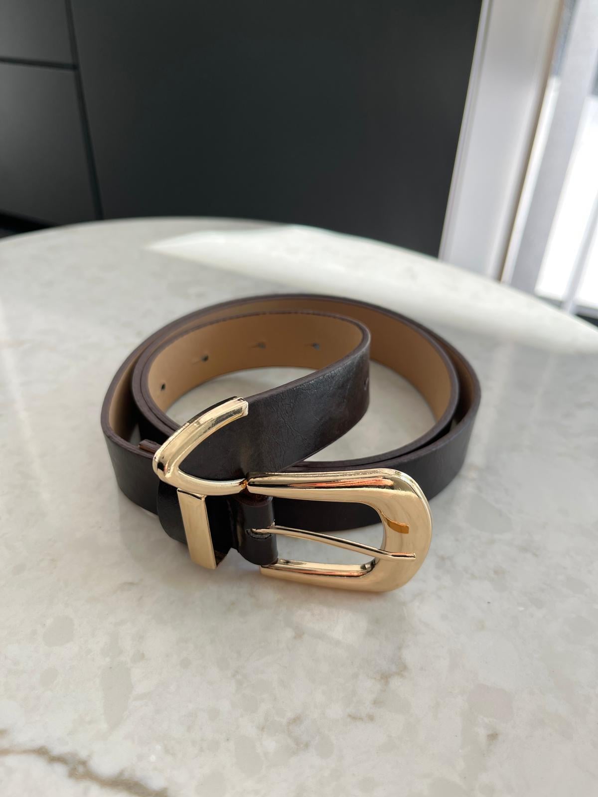 Koyu kahve Gold Tokalı Köprü Detaylı Kemer SB75