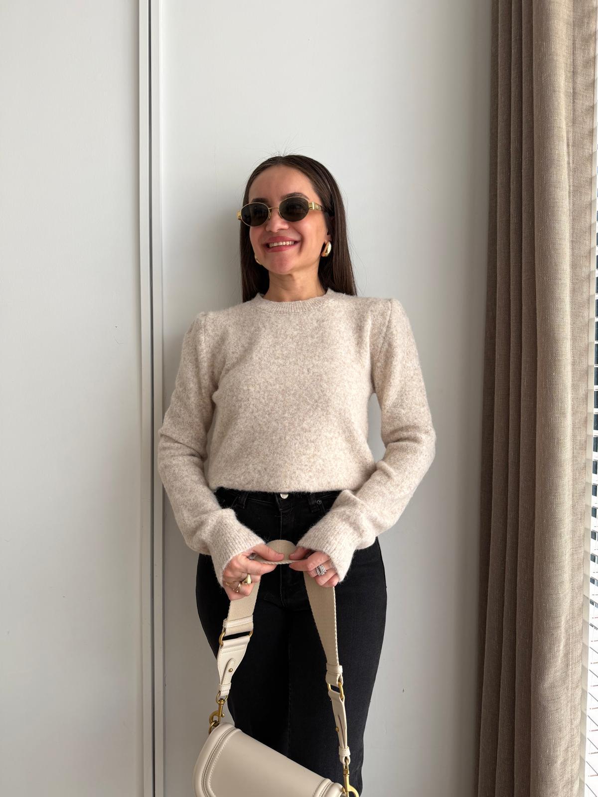 Krem Bisiklet Yaka Yumoş Kazak 7728