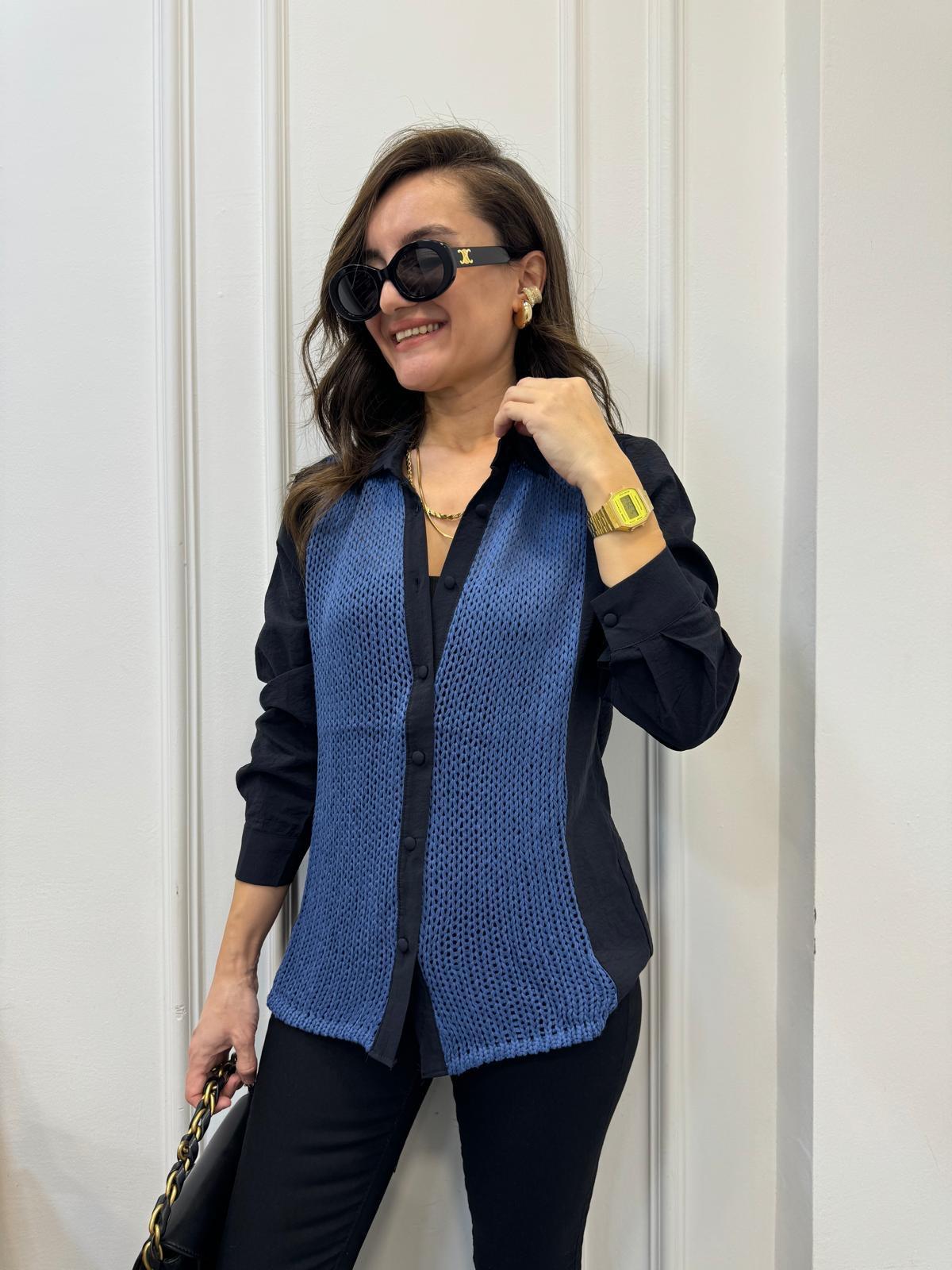 Lacivert Triko Detaylı Gömlek 2943