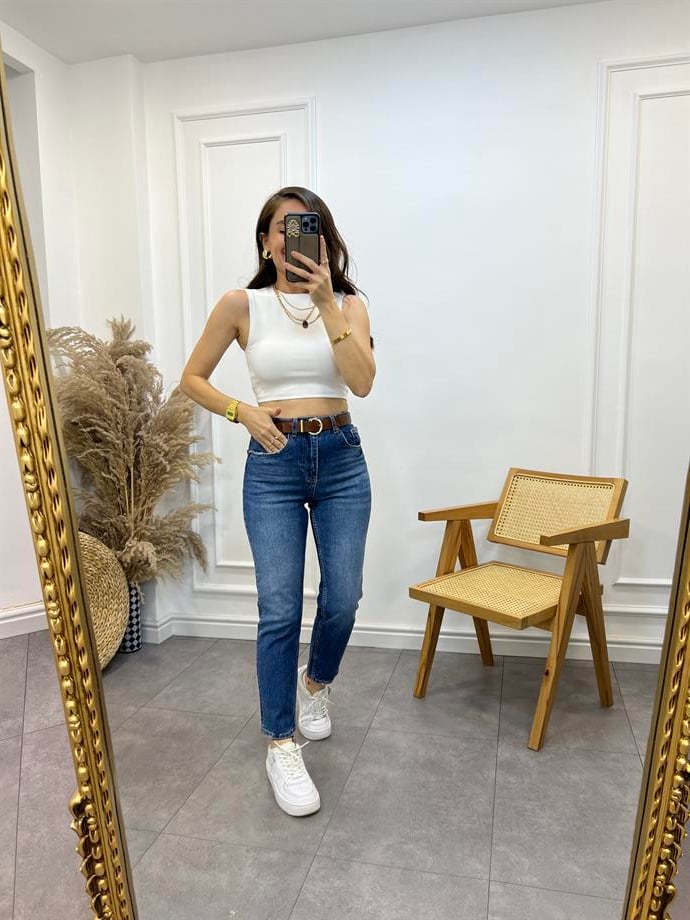 Mavi Premium Yüksek Bel Mom Jean 483