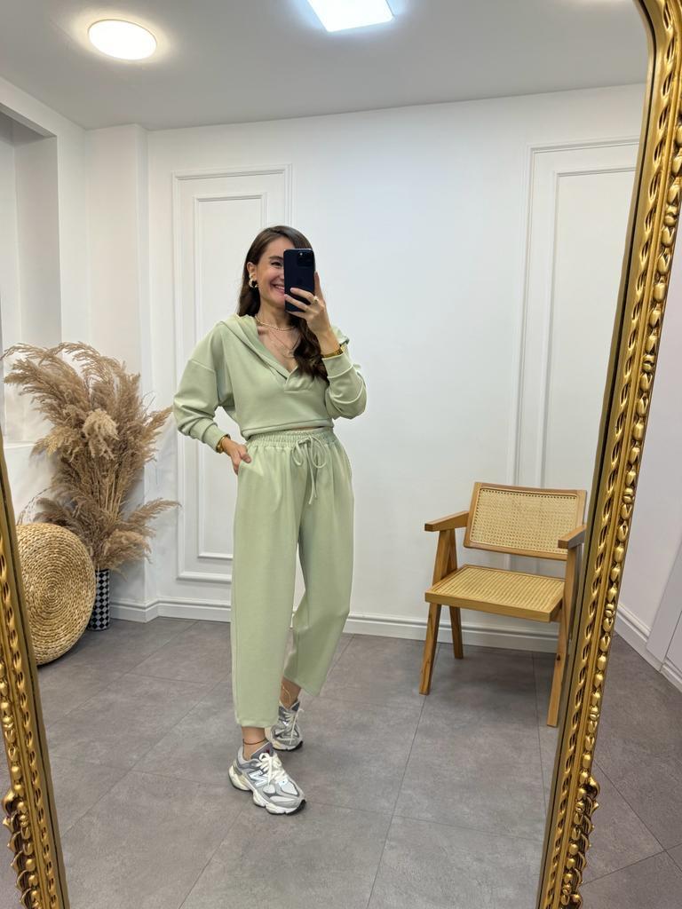 Olive Özel Seri İthal Modal Kumaş Pantolon Sweat Takım 50916