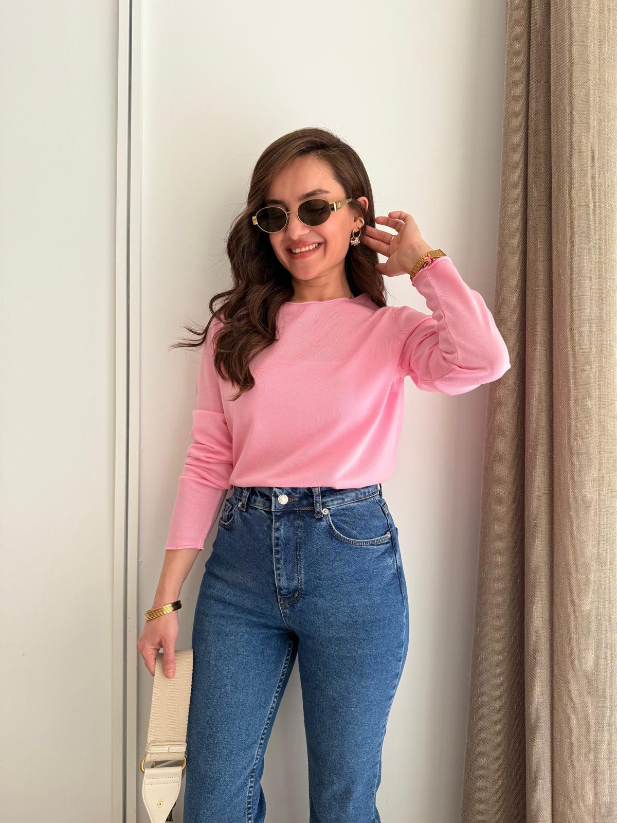 Pembe Basic Triko Kazak 241061