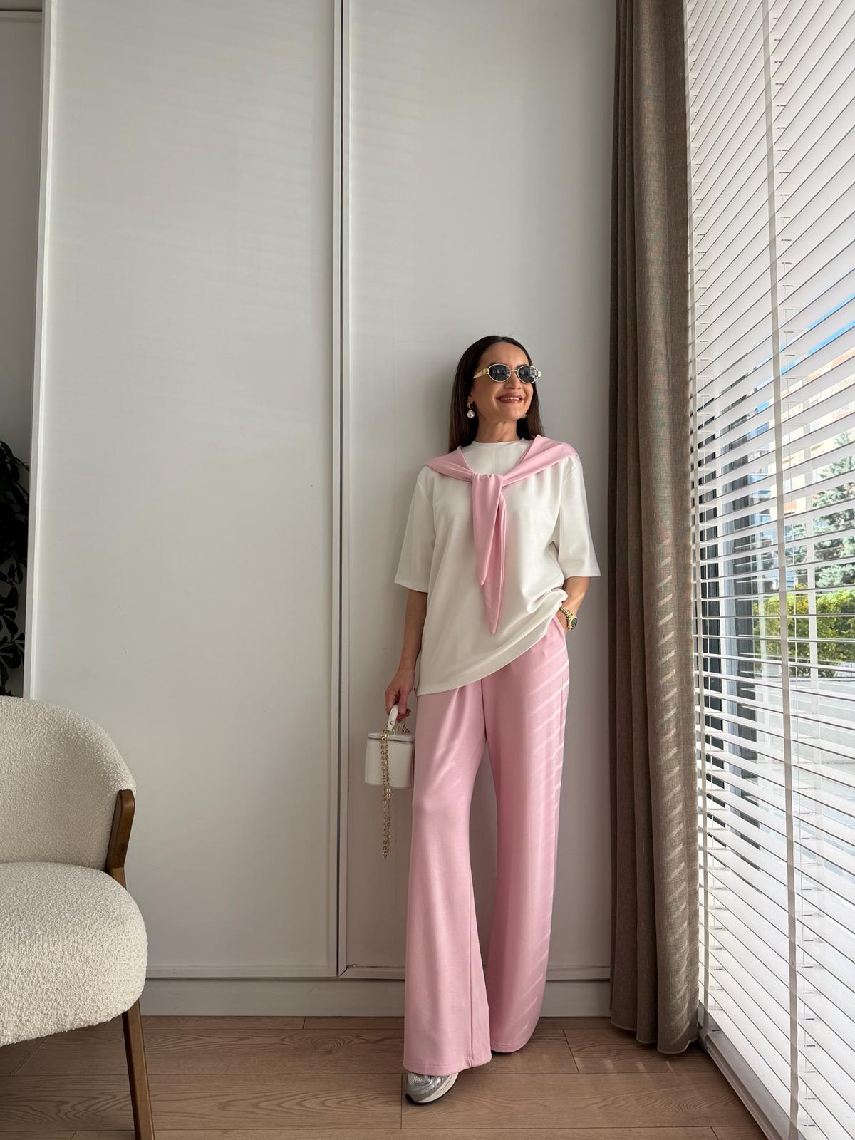 Pembe Fular Detaylı Modal Takım 4116