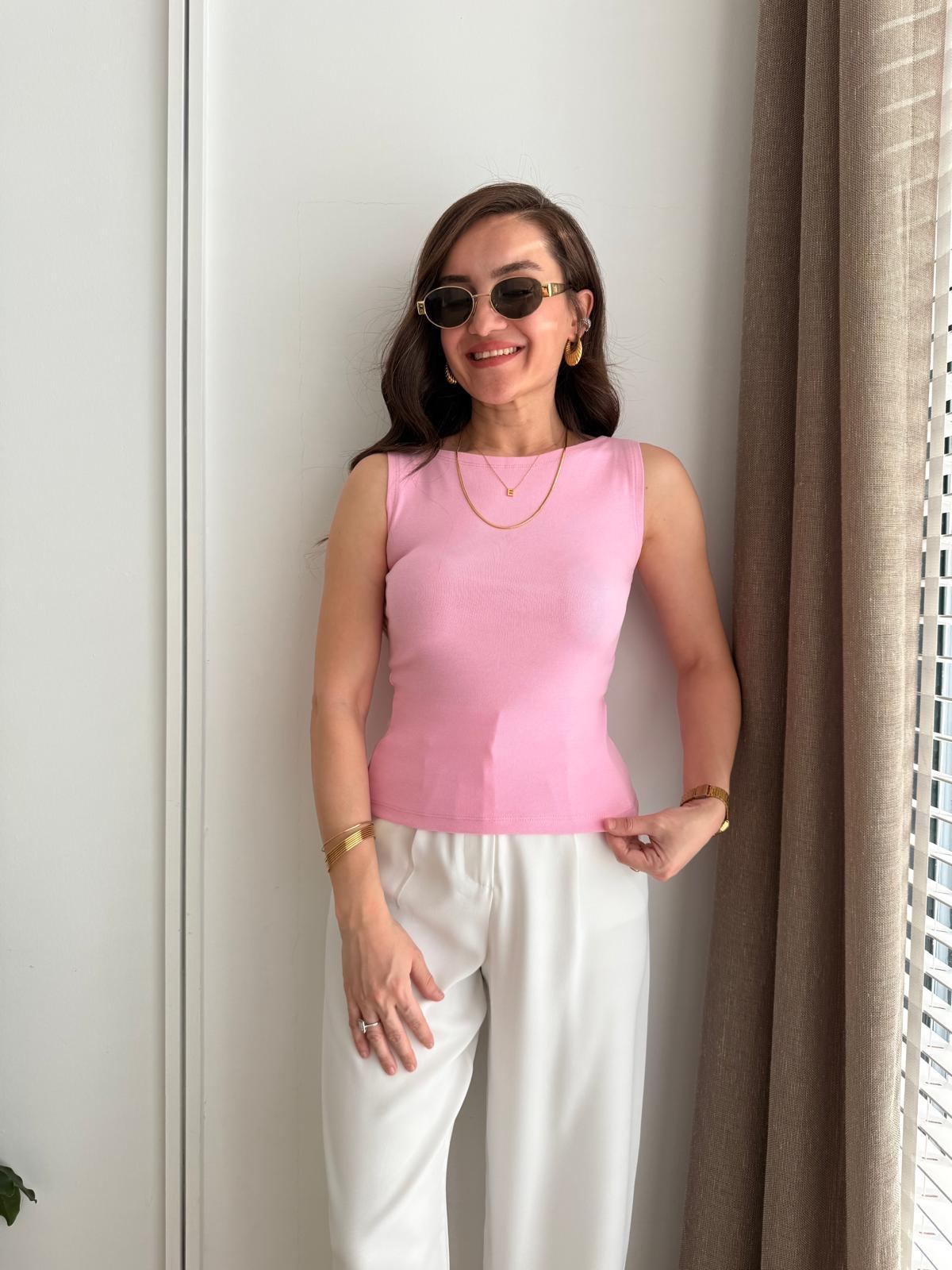 Pembe Kayık Yaka Atlet 16810