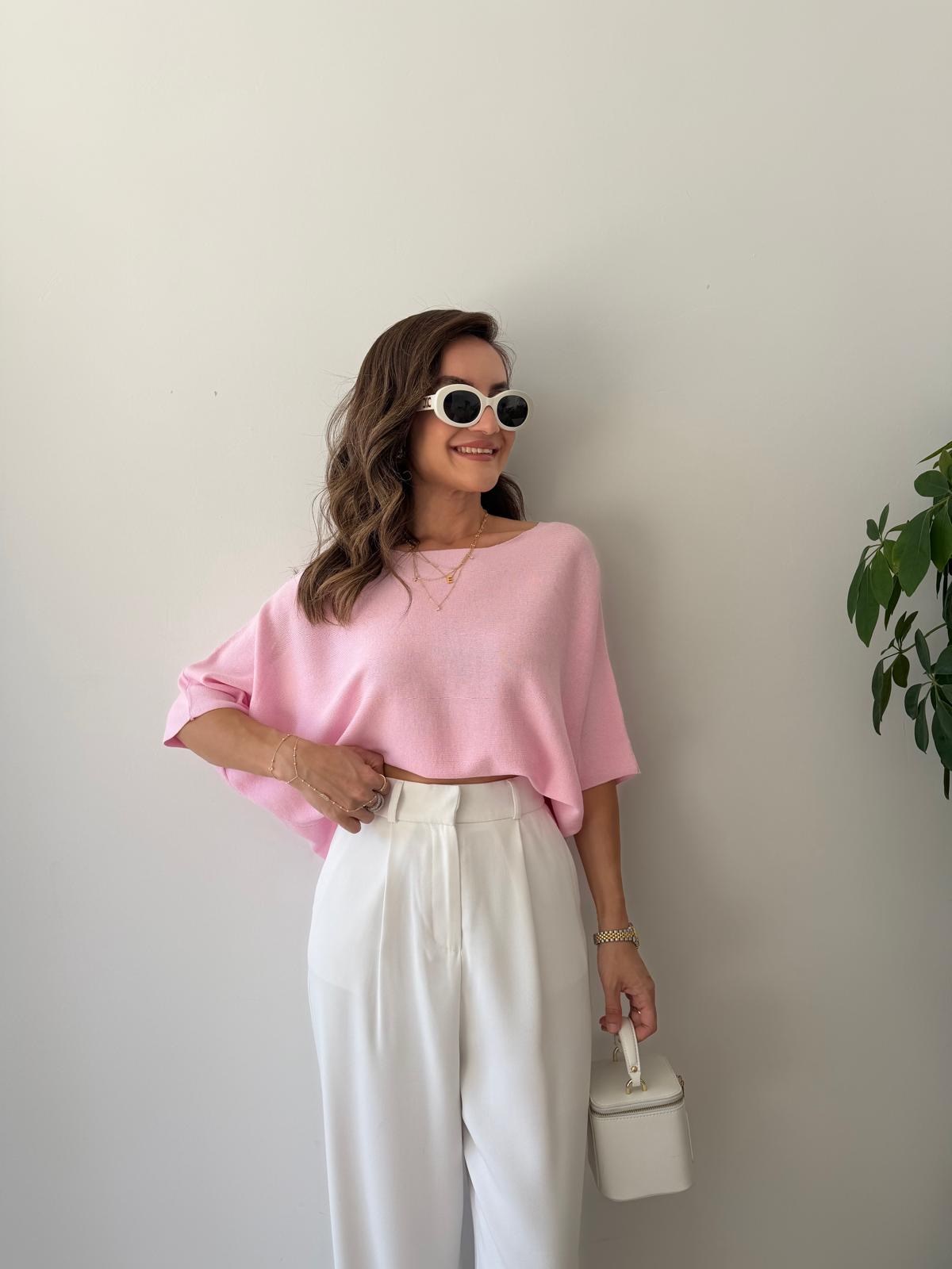 Pembe Yarasa Kol Triko Buz 26416
