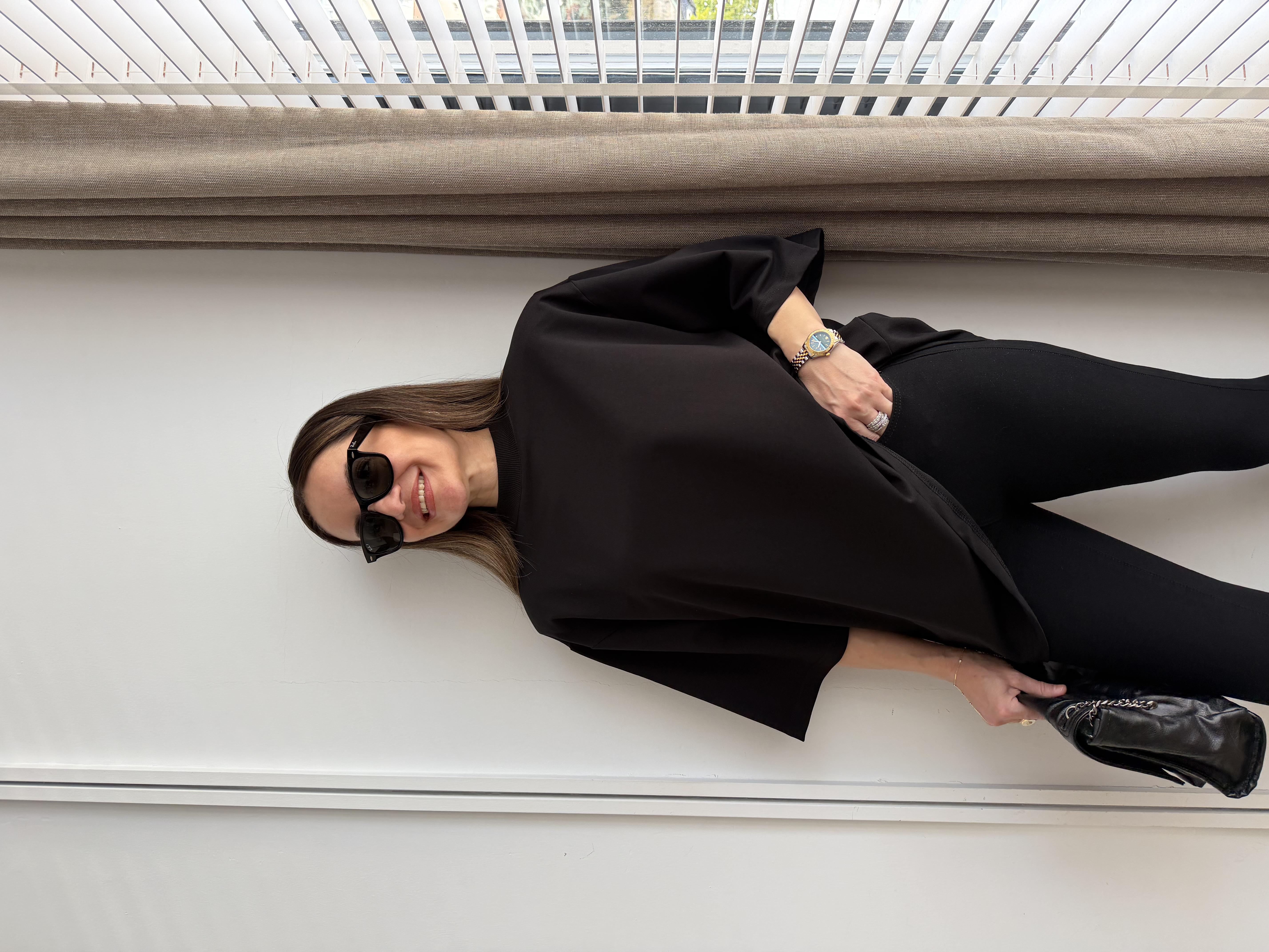 Siyah Bisiklet Yaka Vatkalı Oversize Tshirt 36975
