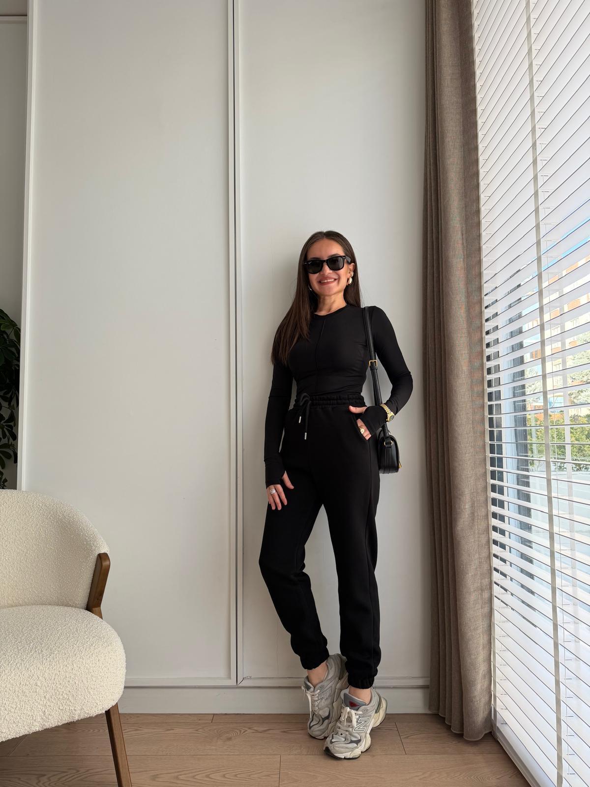 Siyah Cepli Şardonlu Eşofman 1005