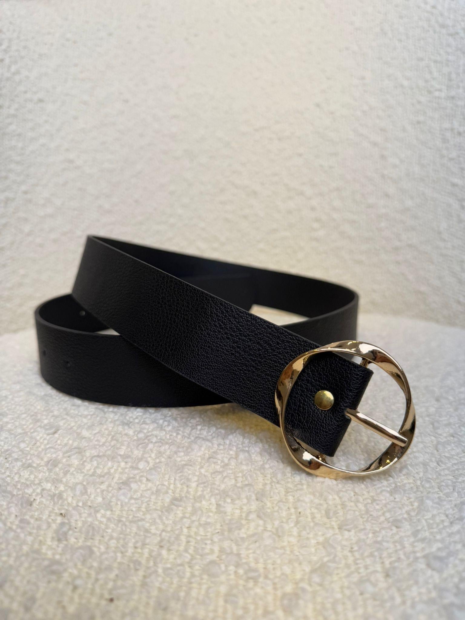 Siyah Gold Tokalı Oval Desenli Kemer SB12