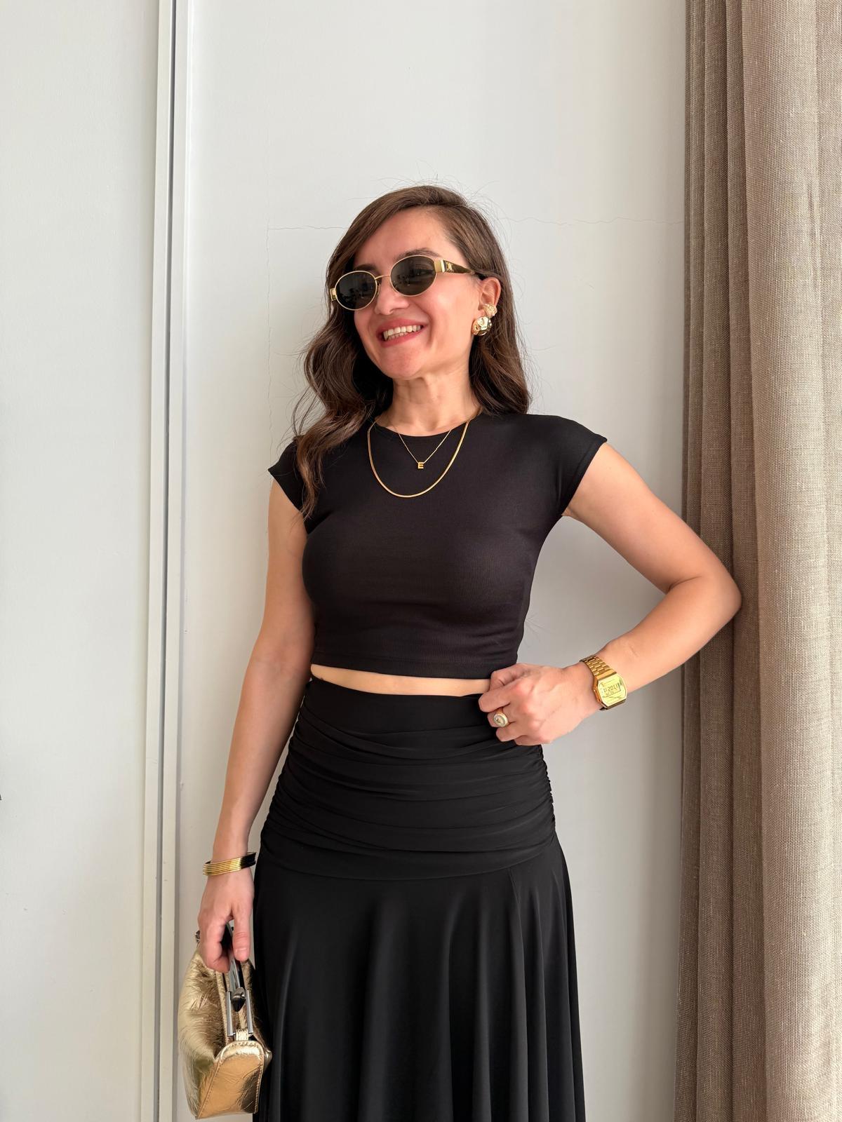 Siyah Kısa Kol Crop 30528