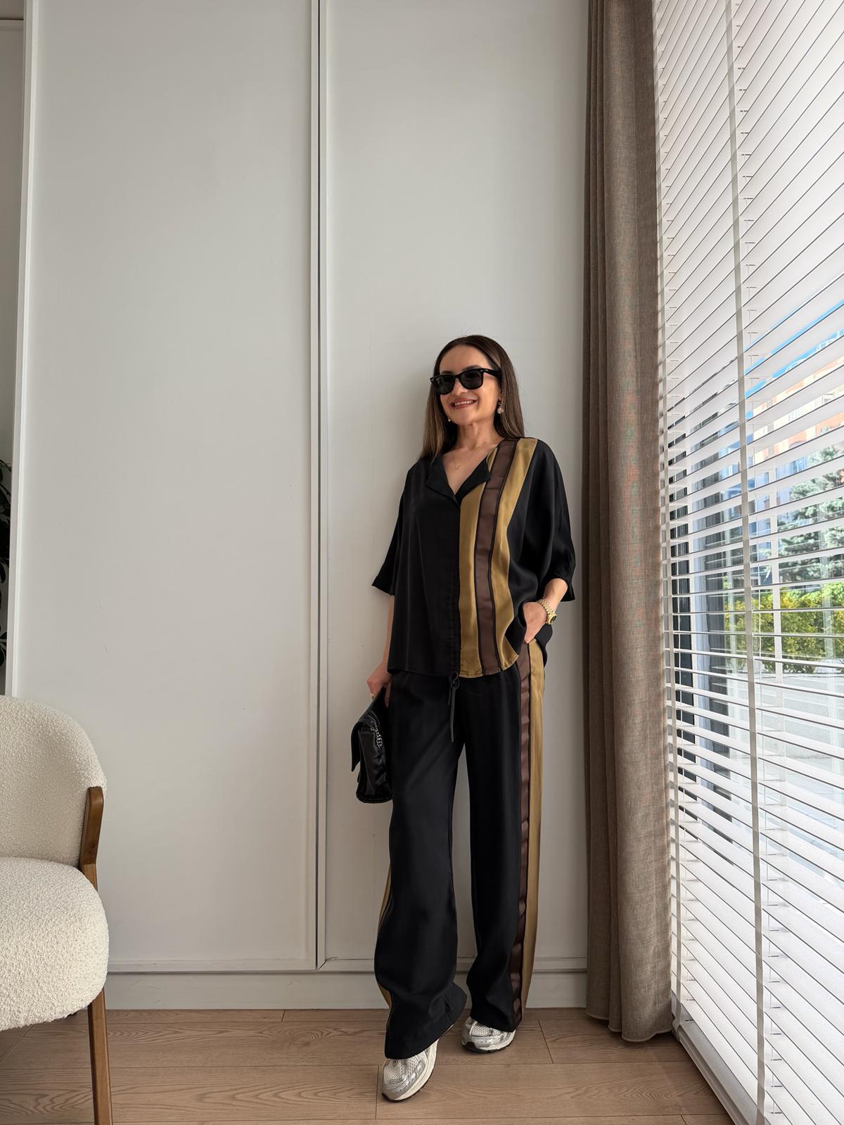Siyah Marka Model Büzgülü Bluz Takım L102