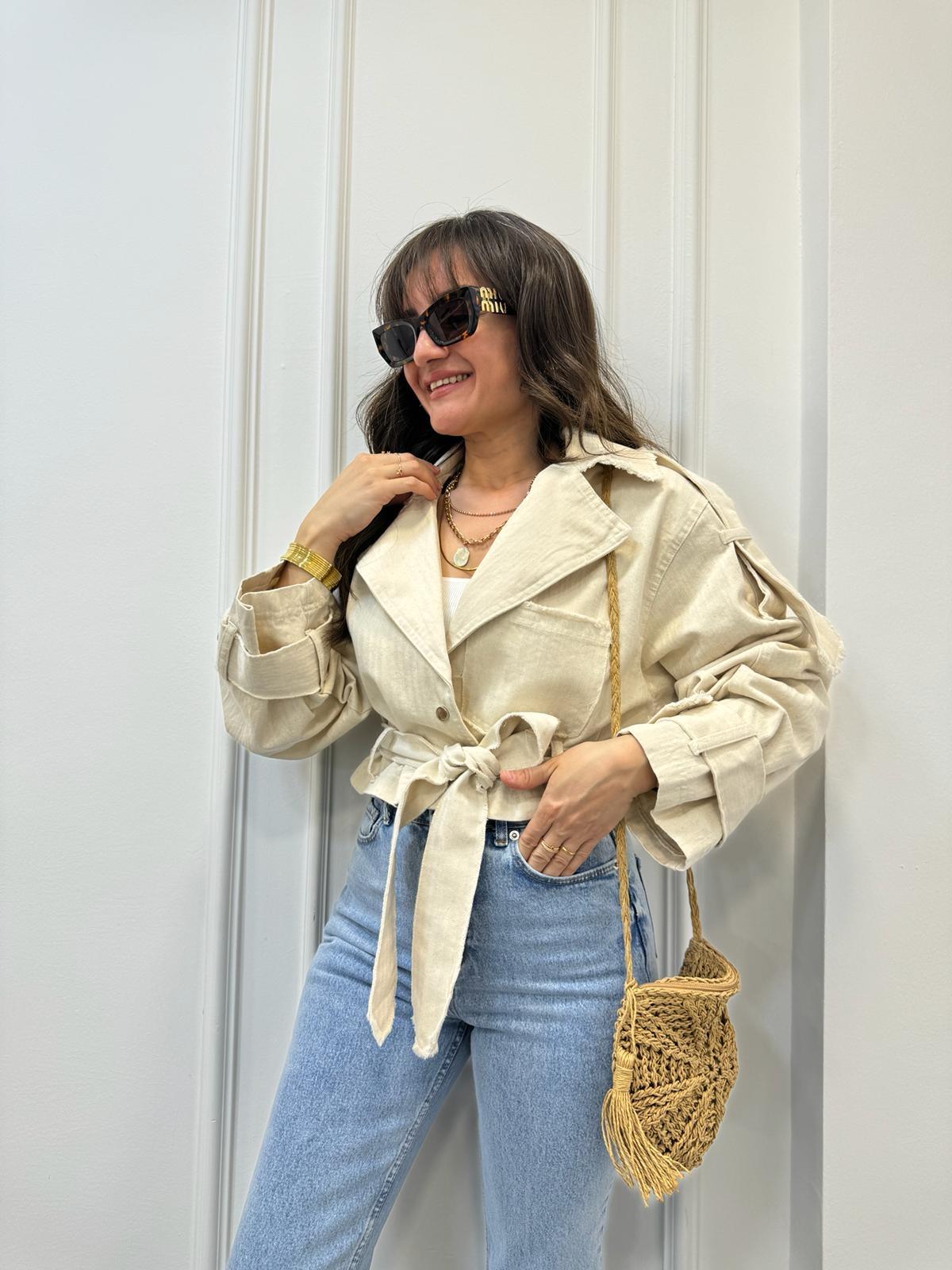 Taş Reglon Kol Kısa Gabardin Ceket 9407