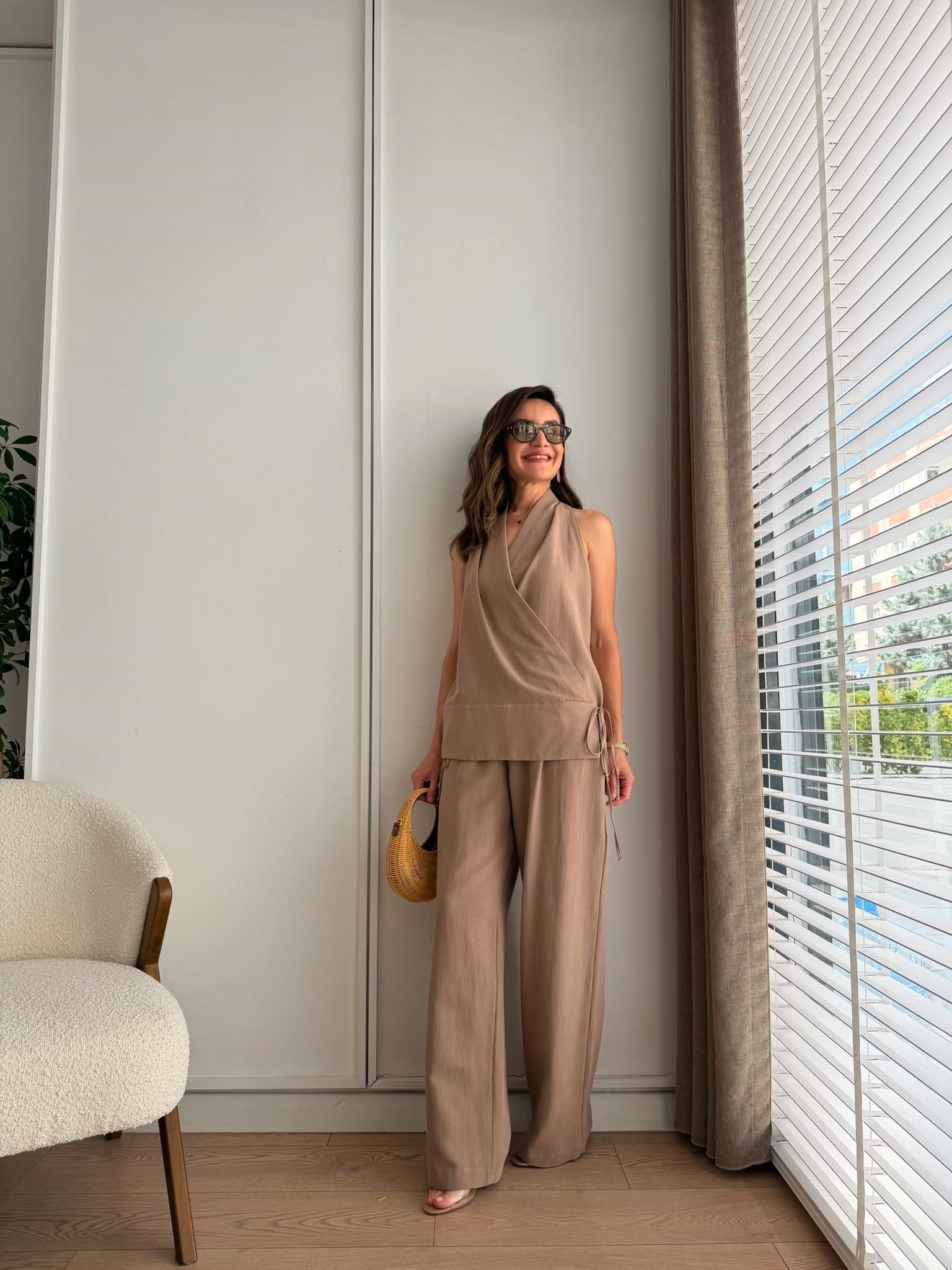 Vizon Halter Yaka Yandan Bağlamalı Kimono Takım 6027
