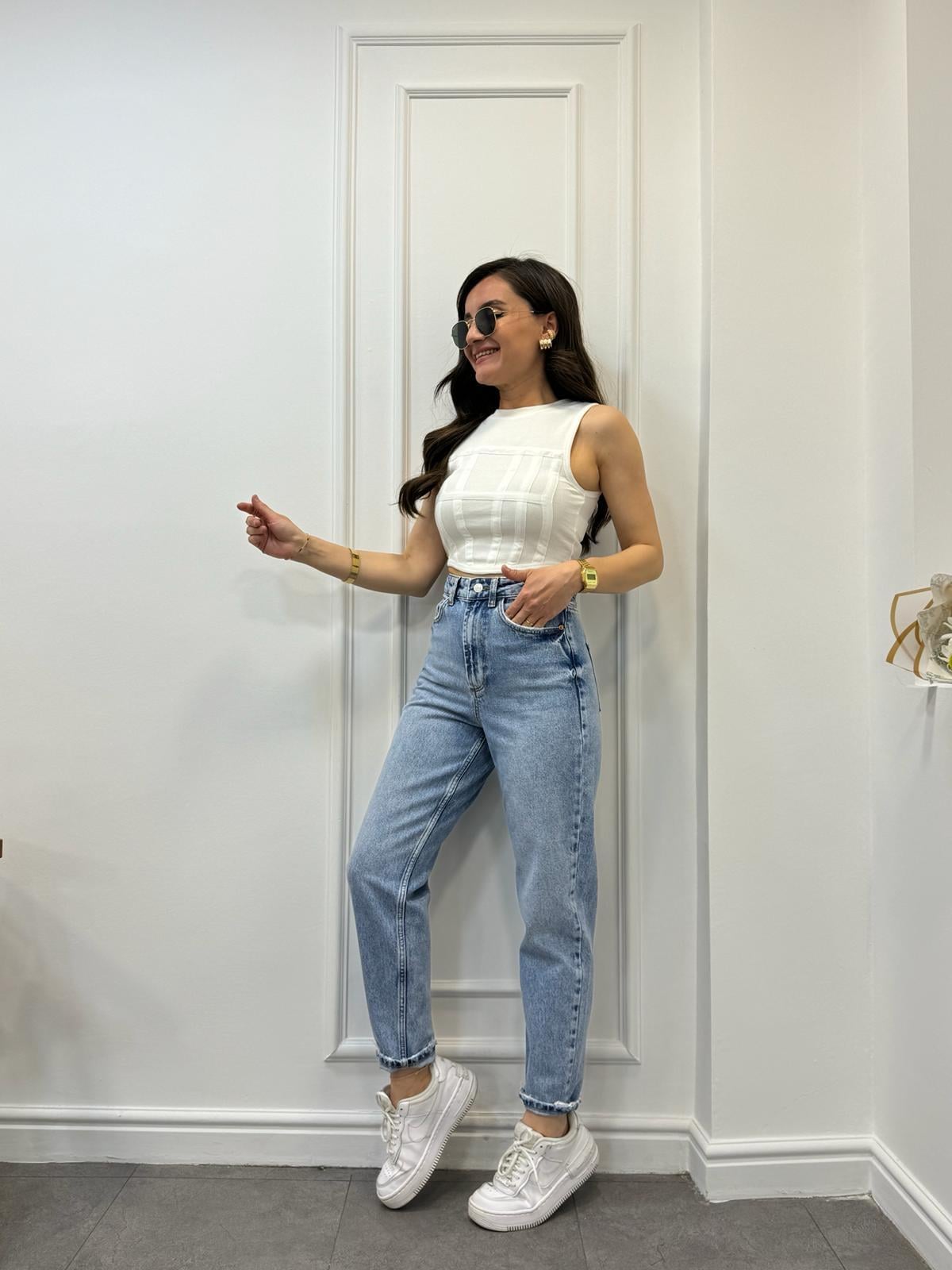 Açık mavi Arka Dikiş Detaylı  Boyfriend Pantolon 23315