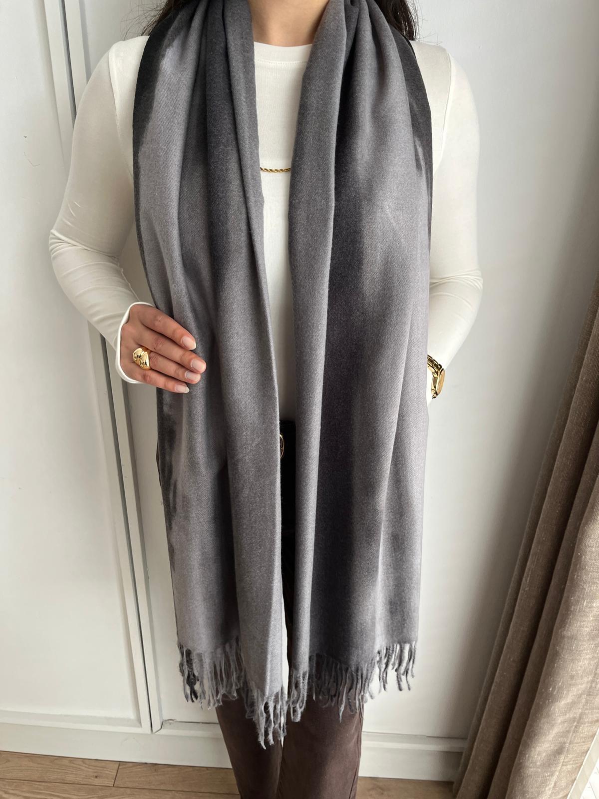 Antrasit Batik Desen Püsküllü Şal 15173