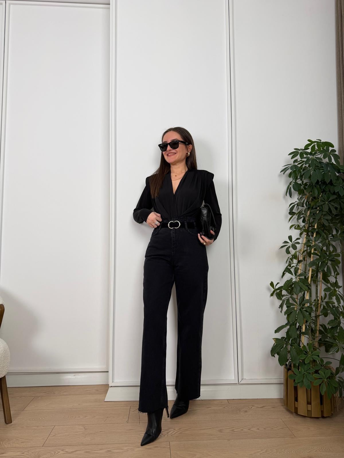 Antrasit Beli Dikişsiz Kemerli Jean 25400