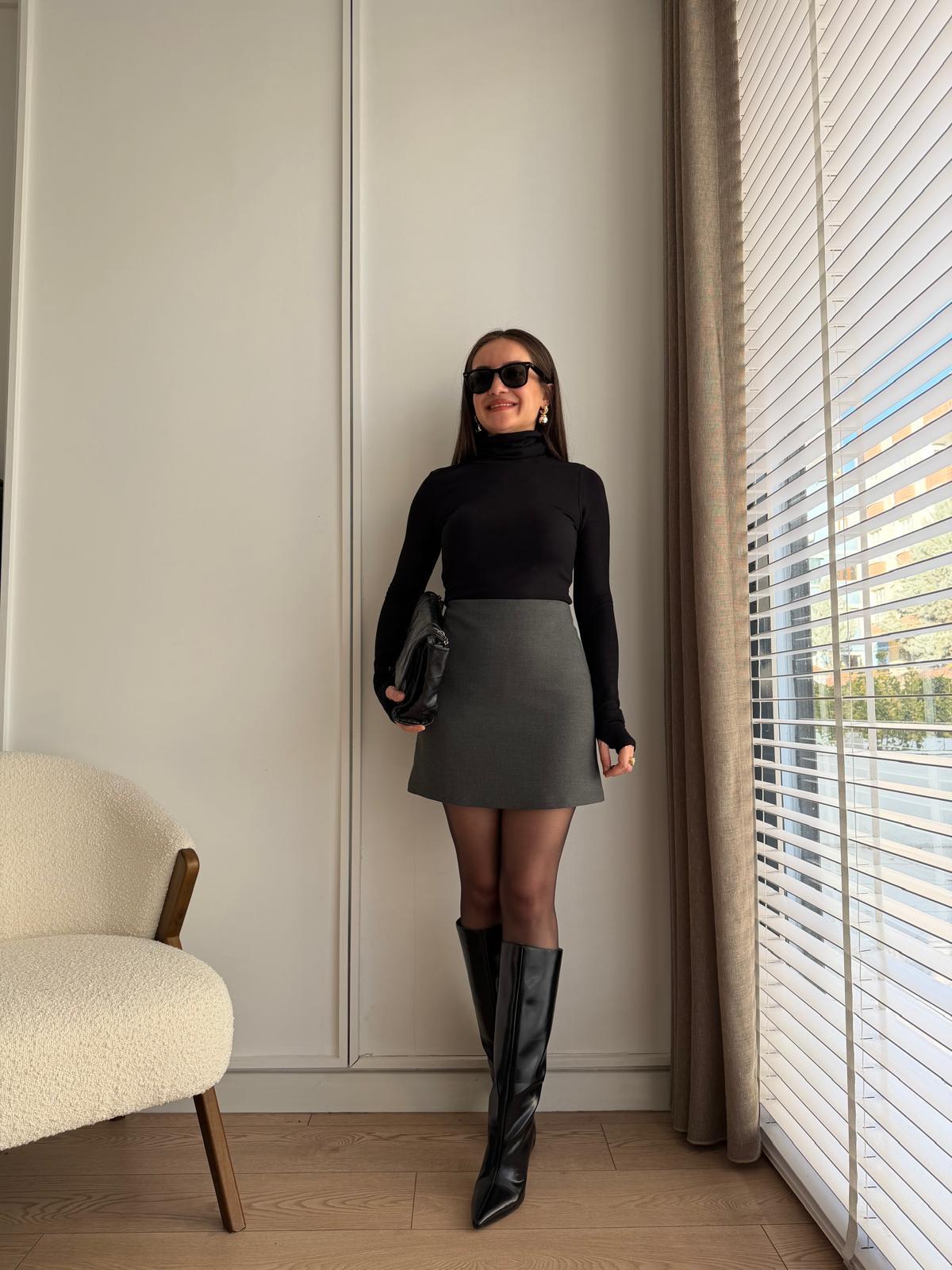 Antrasit Lüx Kalite Mini Boy Etek 17301