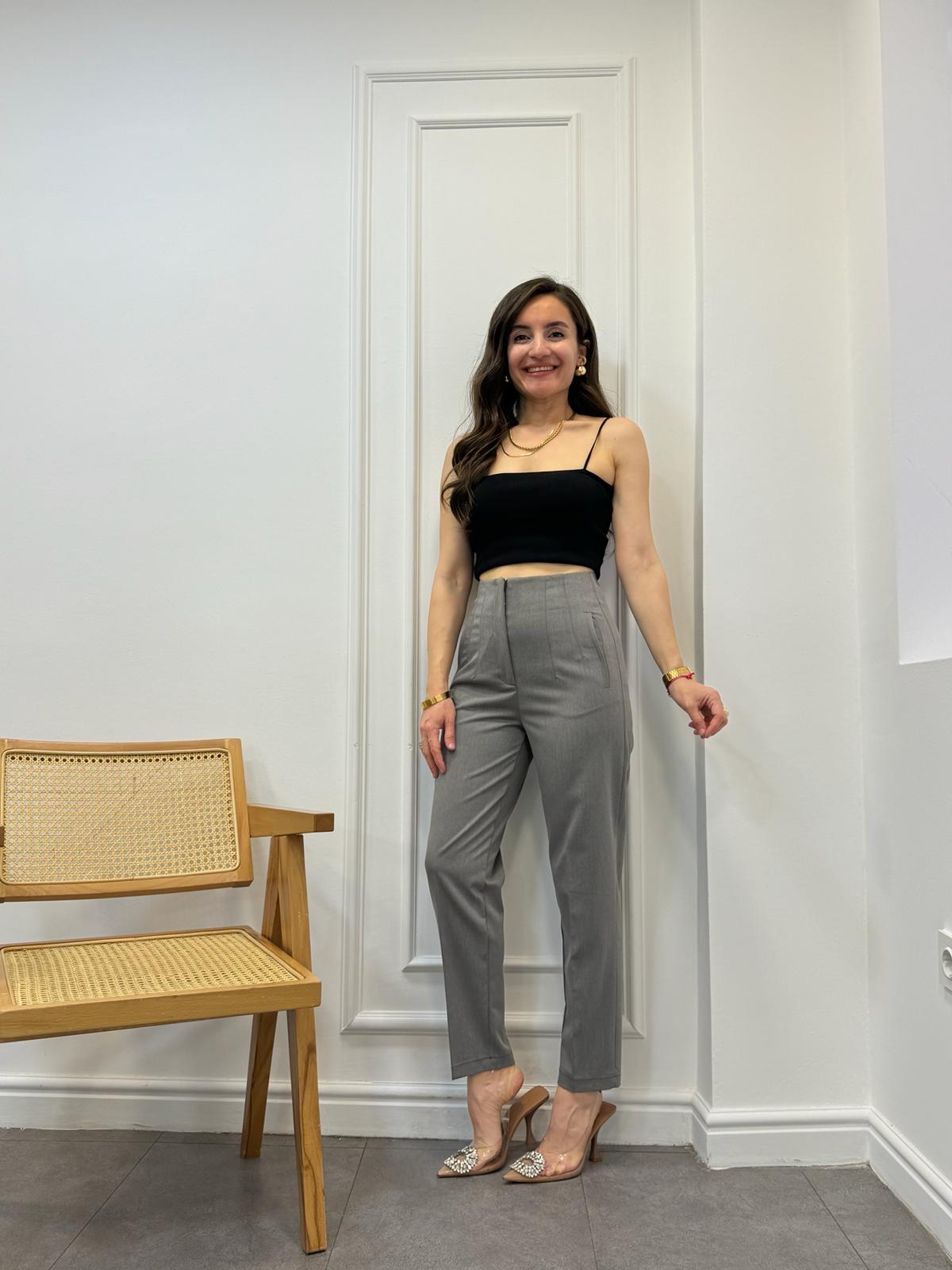 Antrasit Önü Pensli Poliviskon Kumaş Pantolon 50950