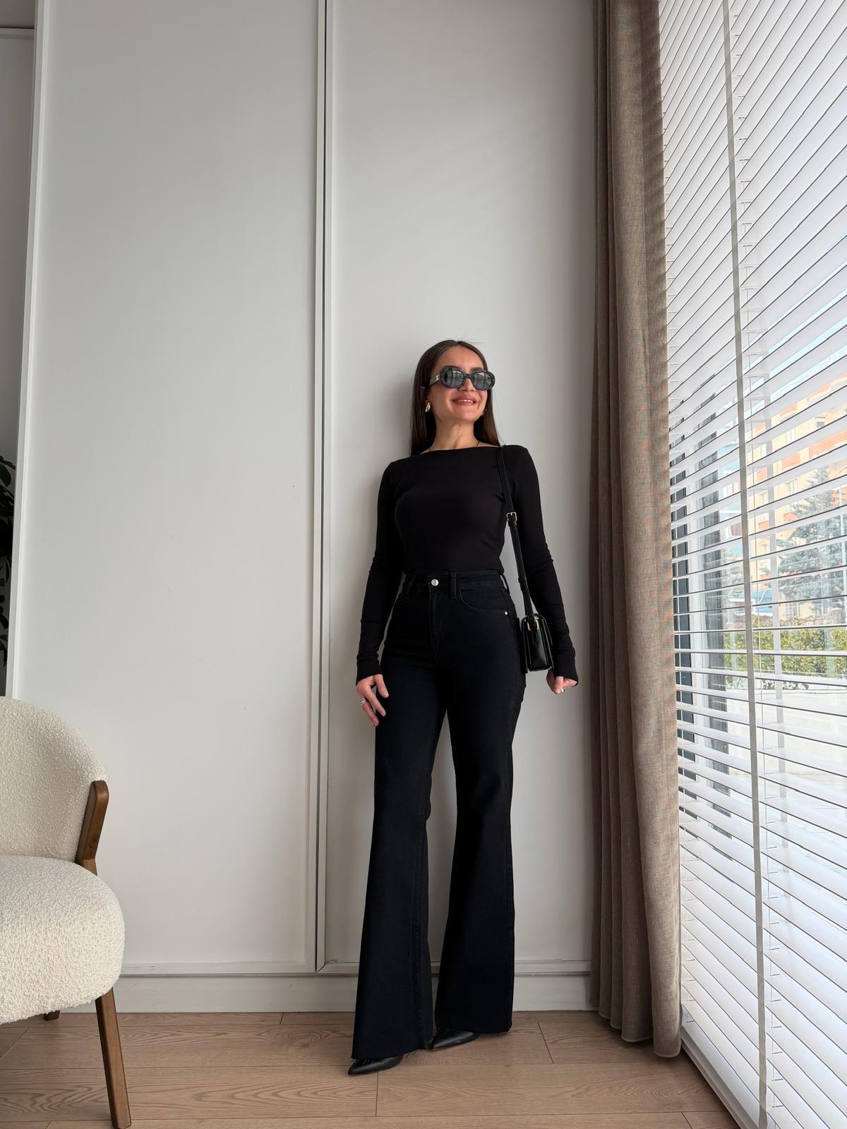 Antrasit Paça Kesik İspanyol Paça Jean 25695