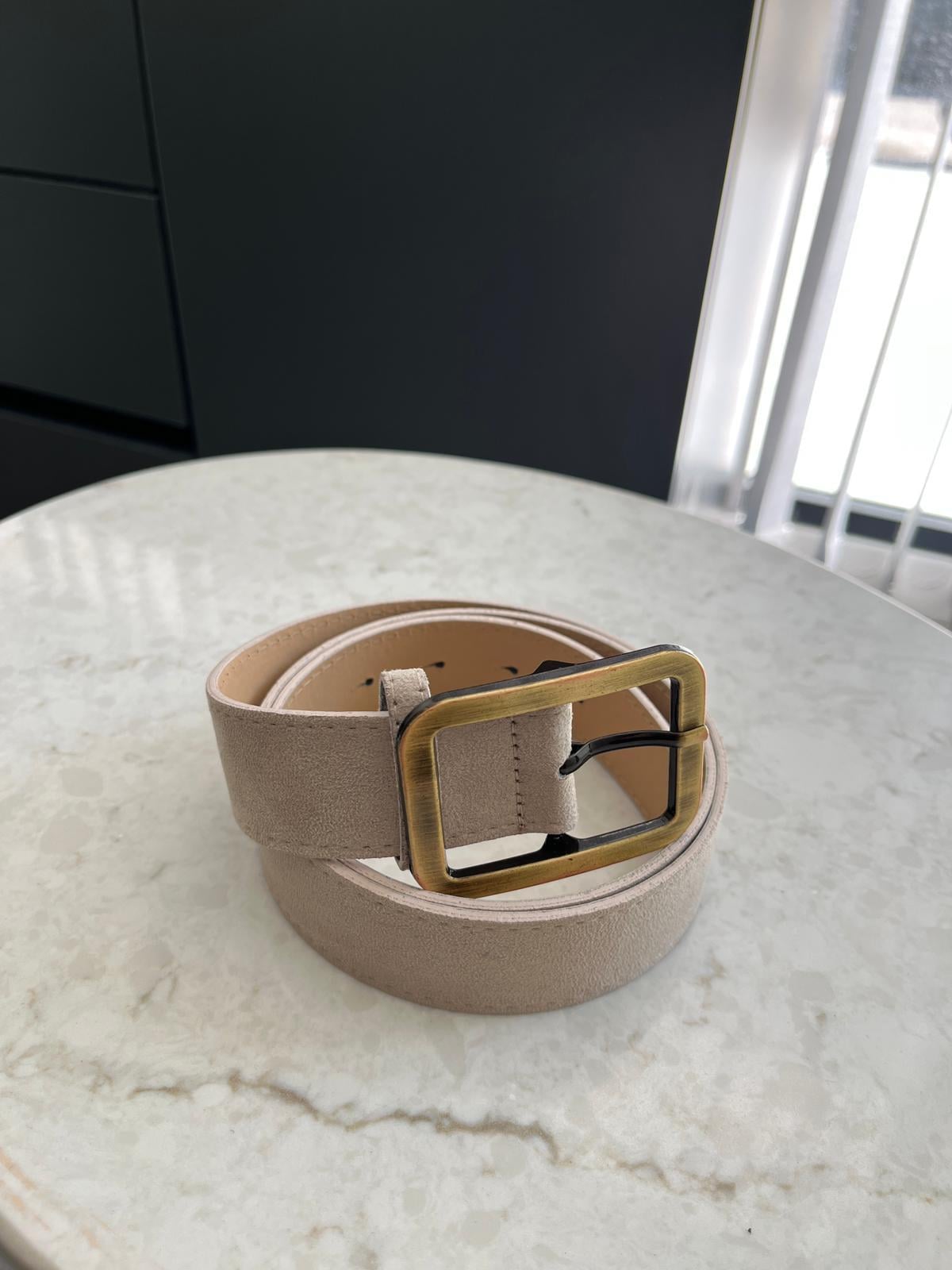 Bej Eskitme Gold Tokalı Süet Kemer SB68