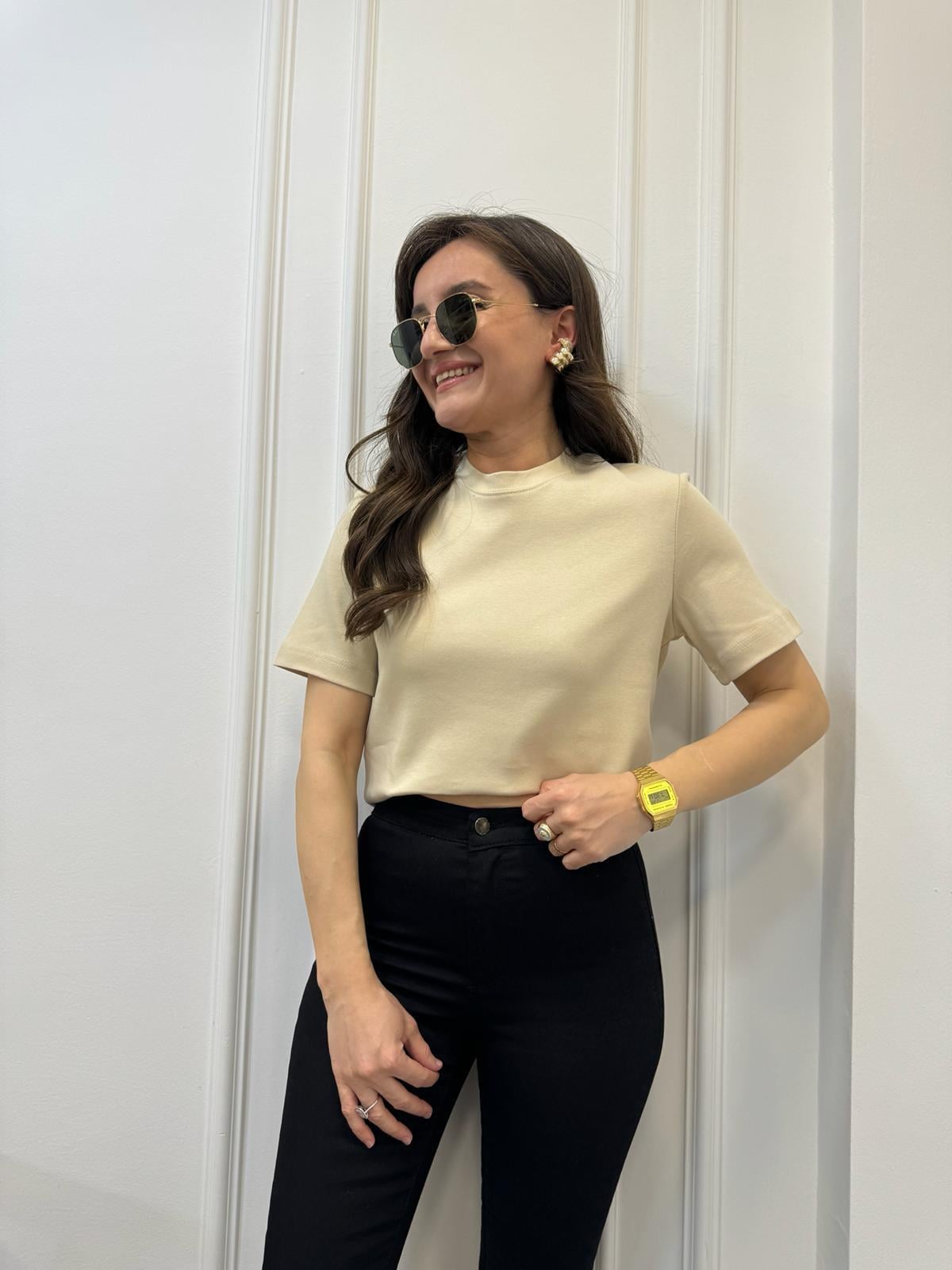 Bej Massimo Dutti Tişört