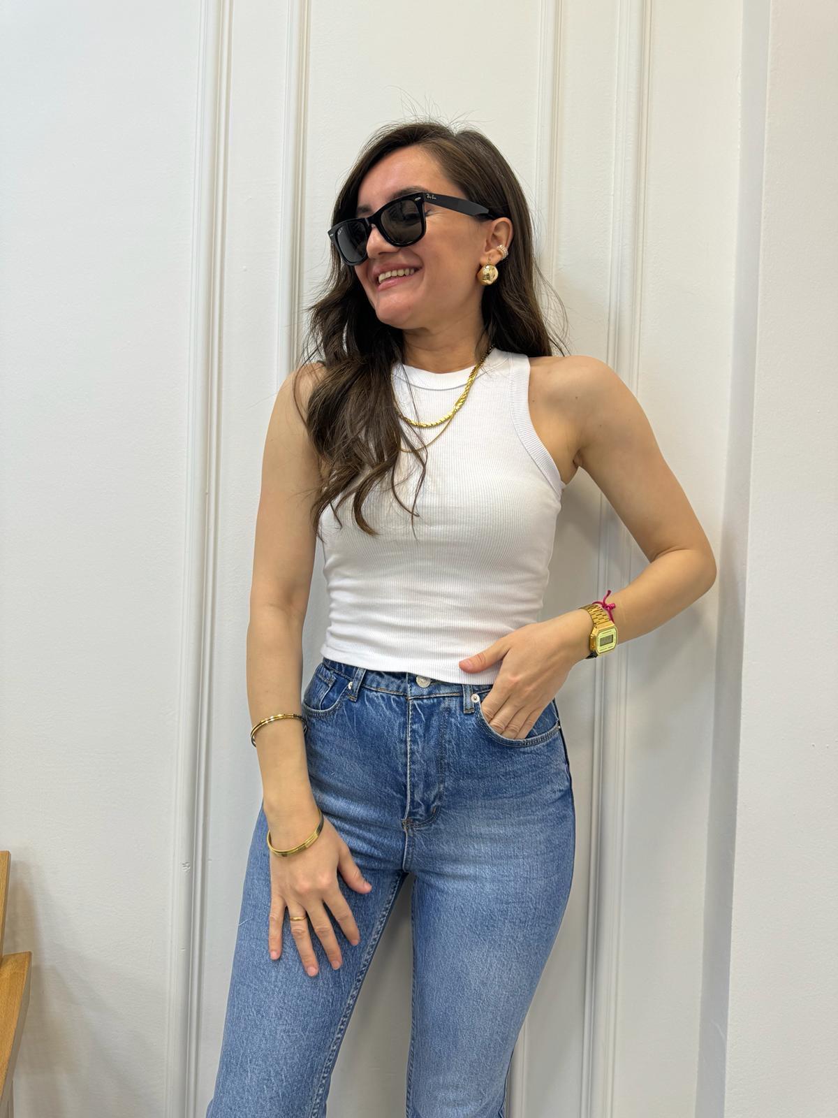 Beyaz Halter Yaka Atlet 3402