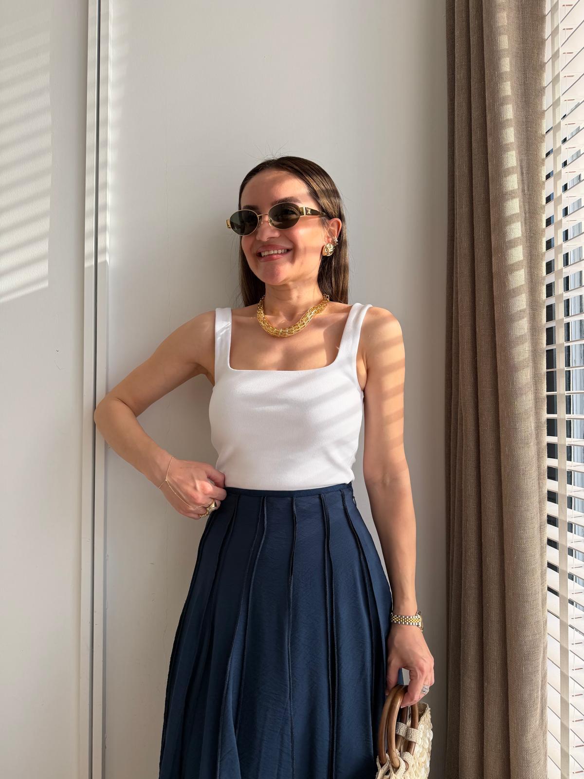 Beyaz Kare Yaka Kalın Askılı Atlet 21057