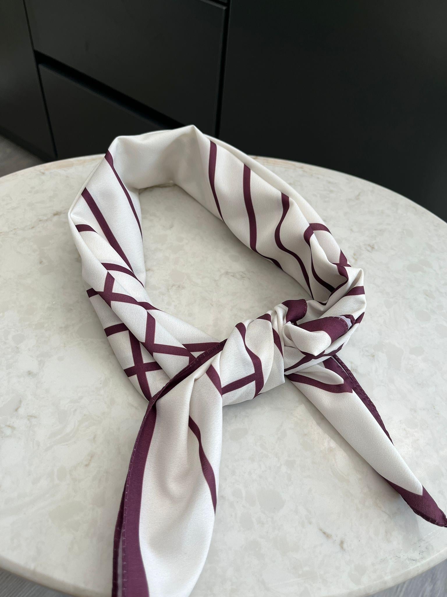 Bordo Geometrik Desen Fular F07