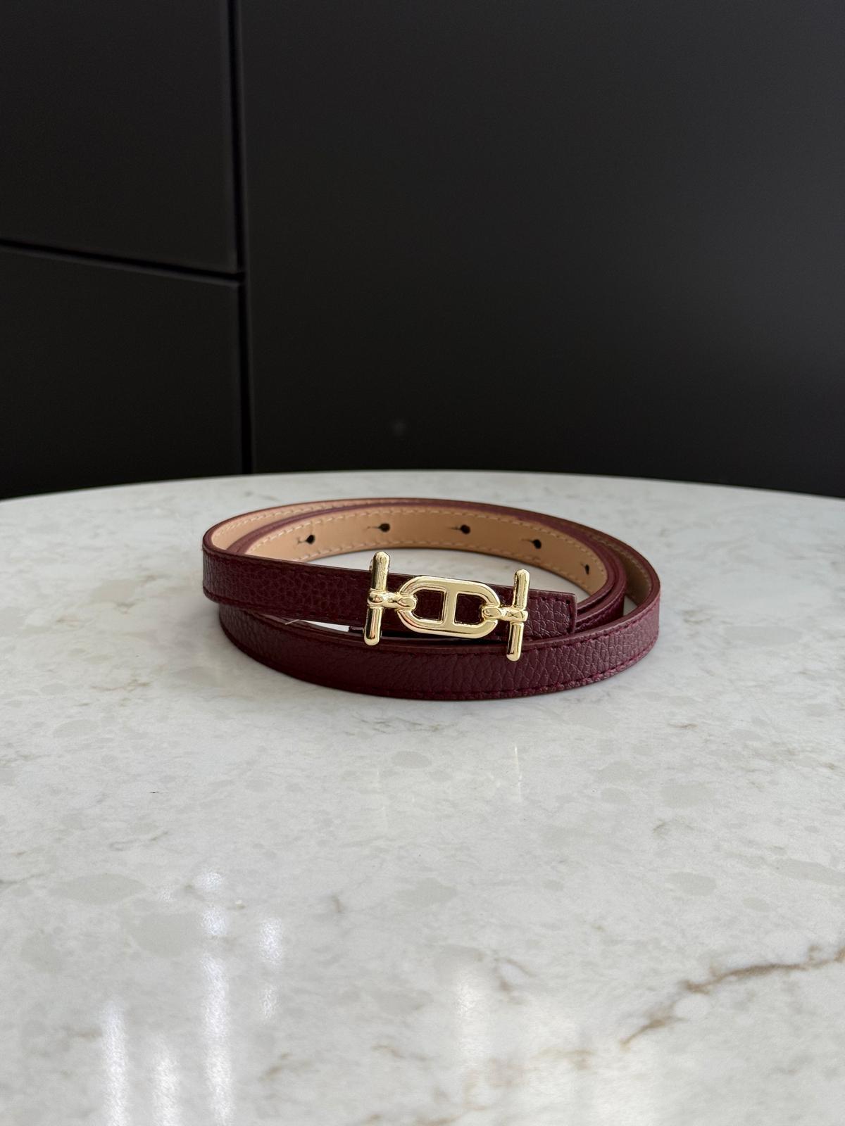 Bordo Gold Beta Tokalı İnce Kemer SB31