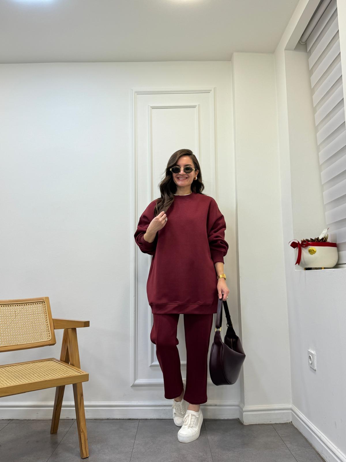 Bordo Üç İplik İkili Takım 8499