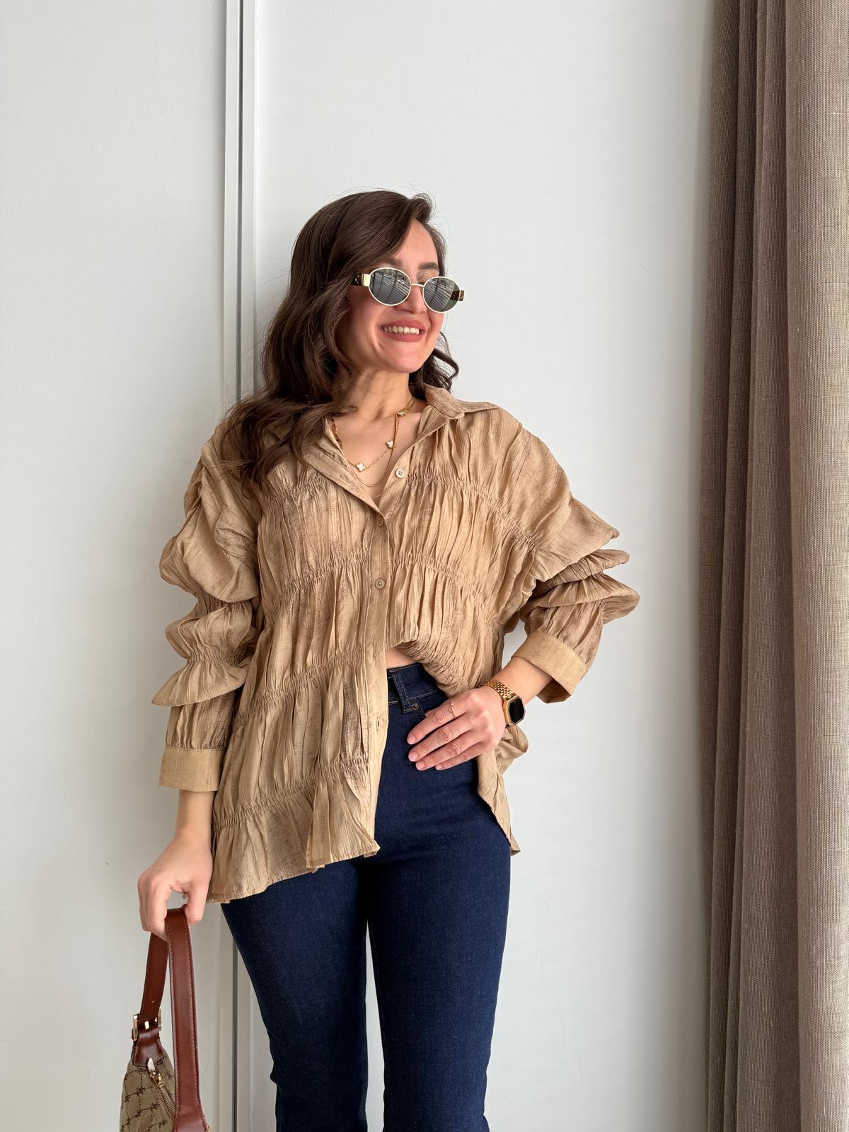 Camel Drape Detaylı Tasarım Gömlek 1920