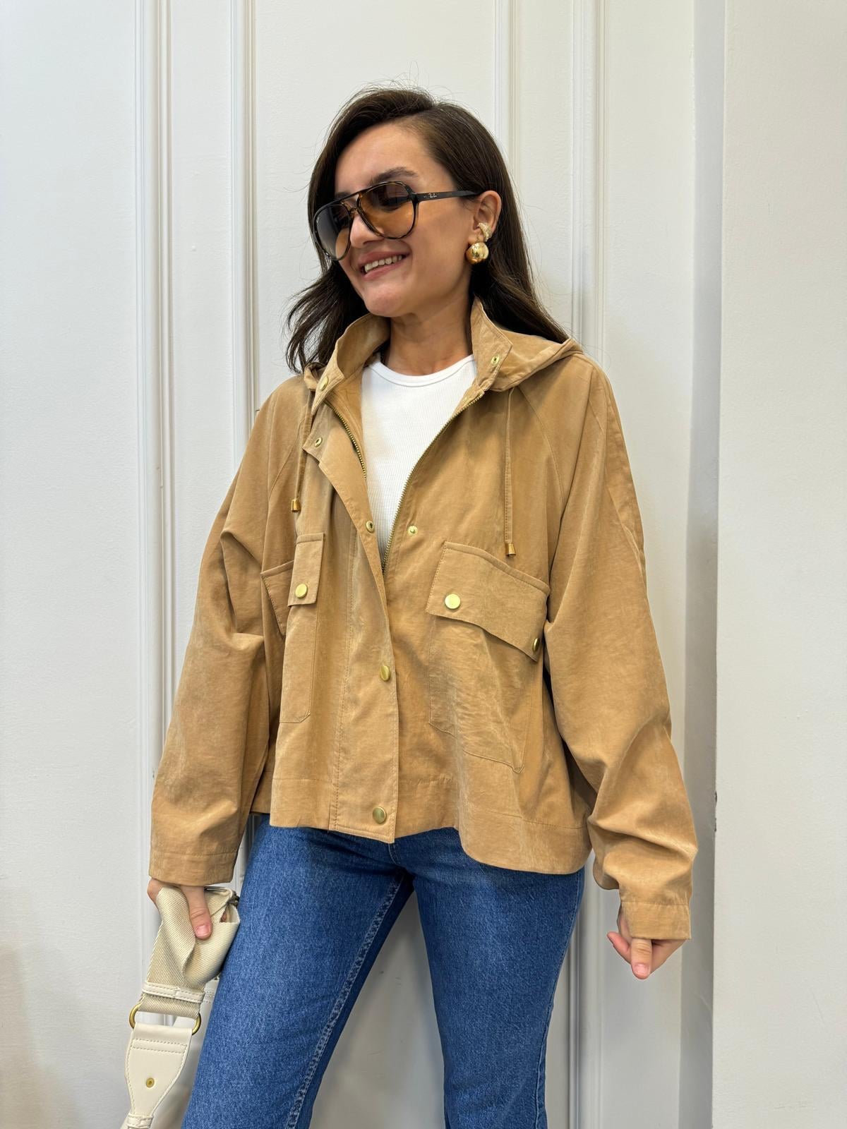 Camel Gold Düğmeli Cepli Bomber Ceket 1006
