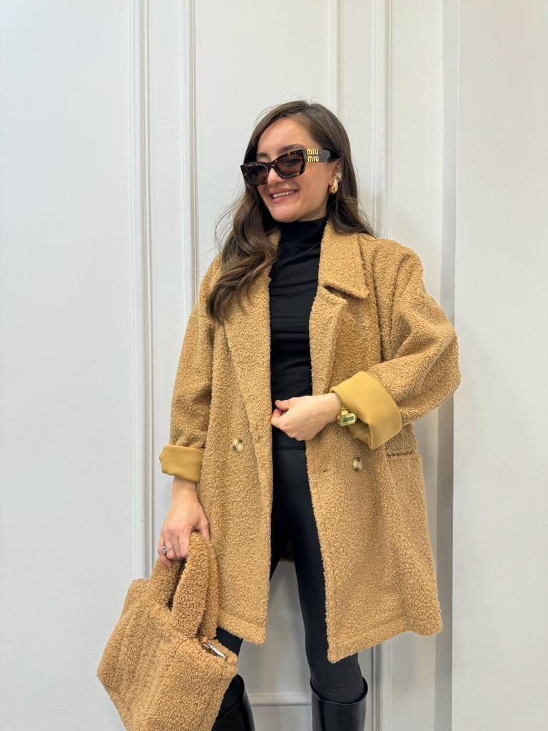 Camel Kruvaze Yaka Oversize Teddy Kaban 38002