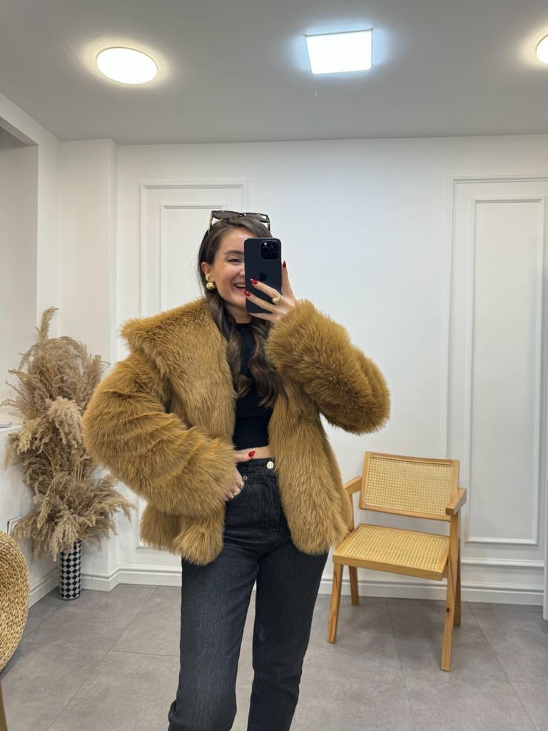 Camel Marka Yaka Detaylı Premium Suni Kürk 85100