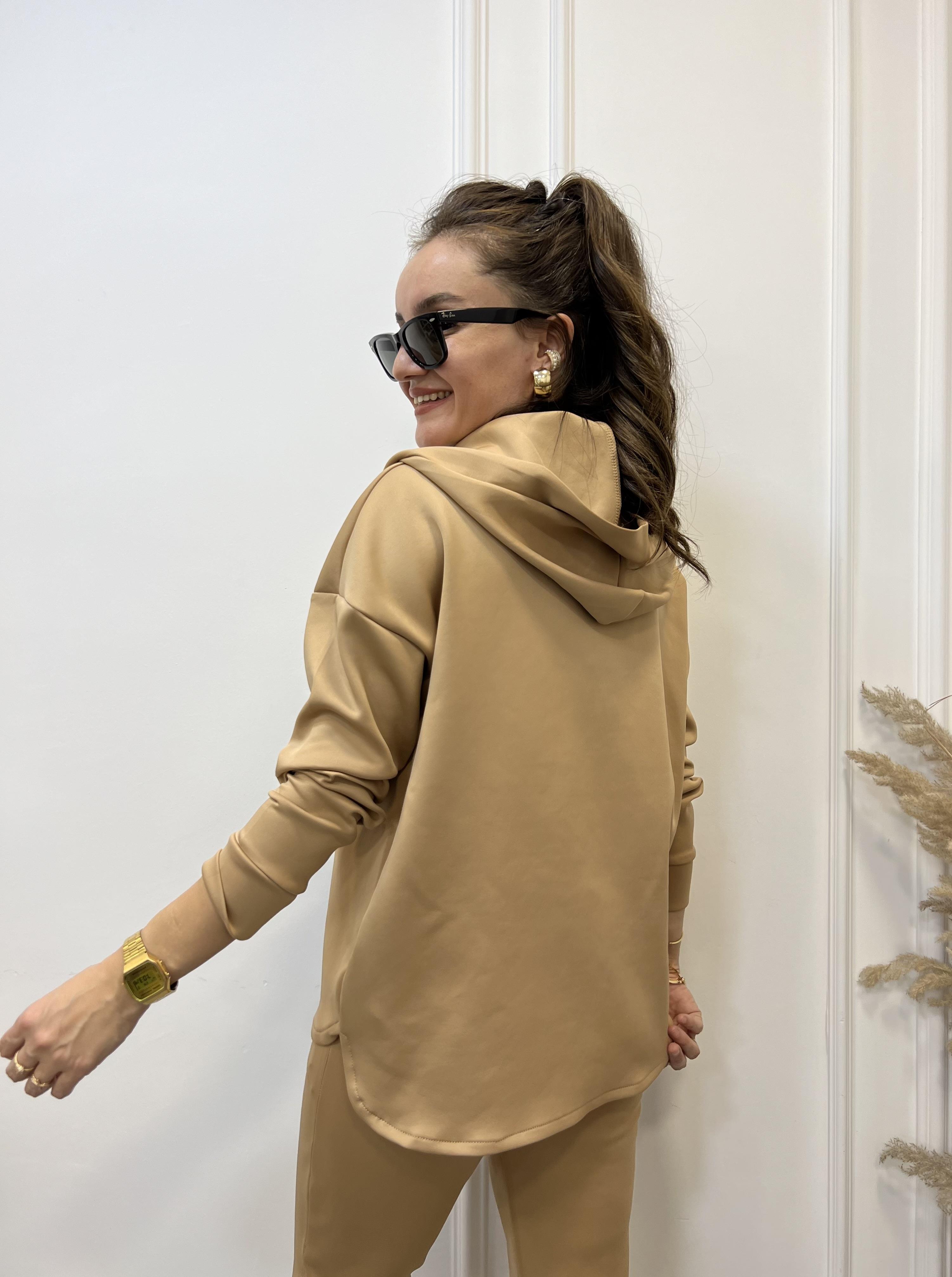 Camel Scuba Kumaş Kapüşonlu Sweatshirt 1001
