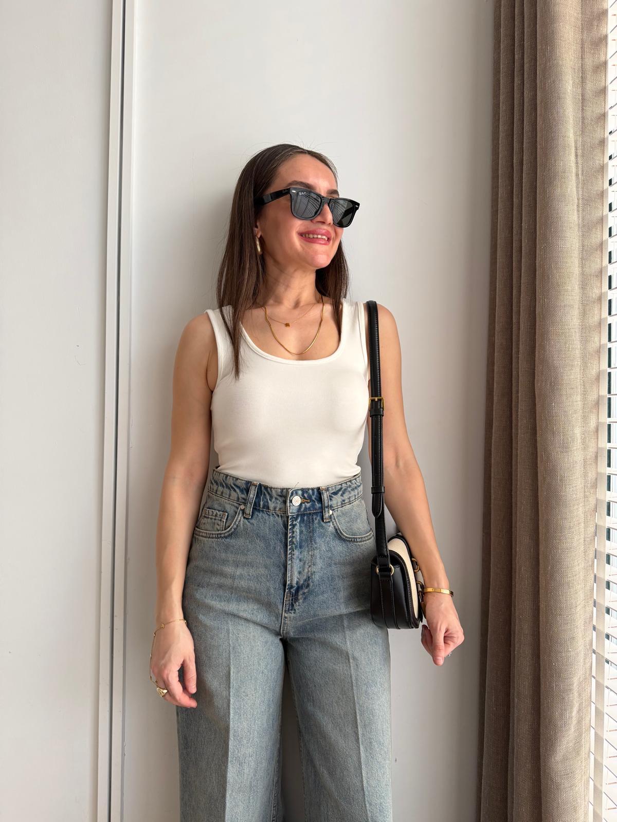 Ekru Kalın Askılı Atlet 1385