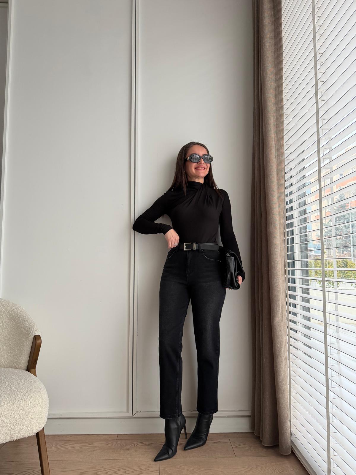 Füme Kemerli Mom Fit Jean D906