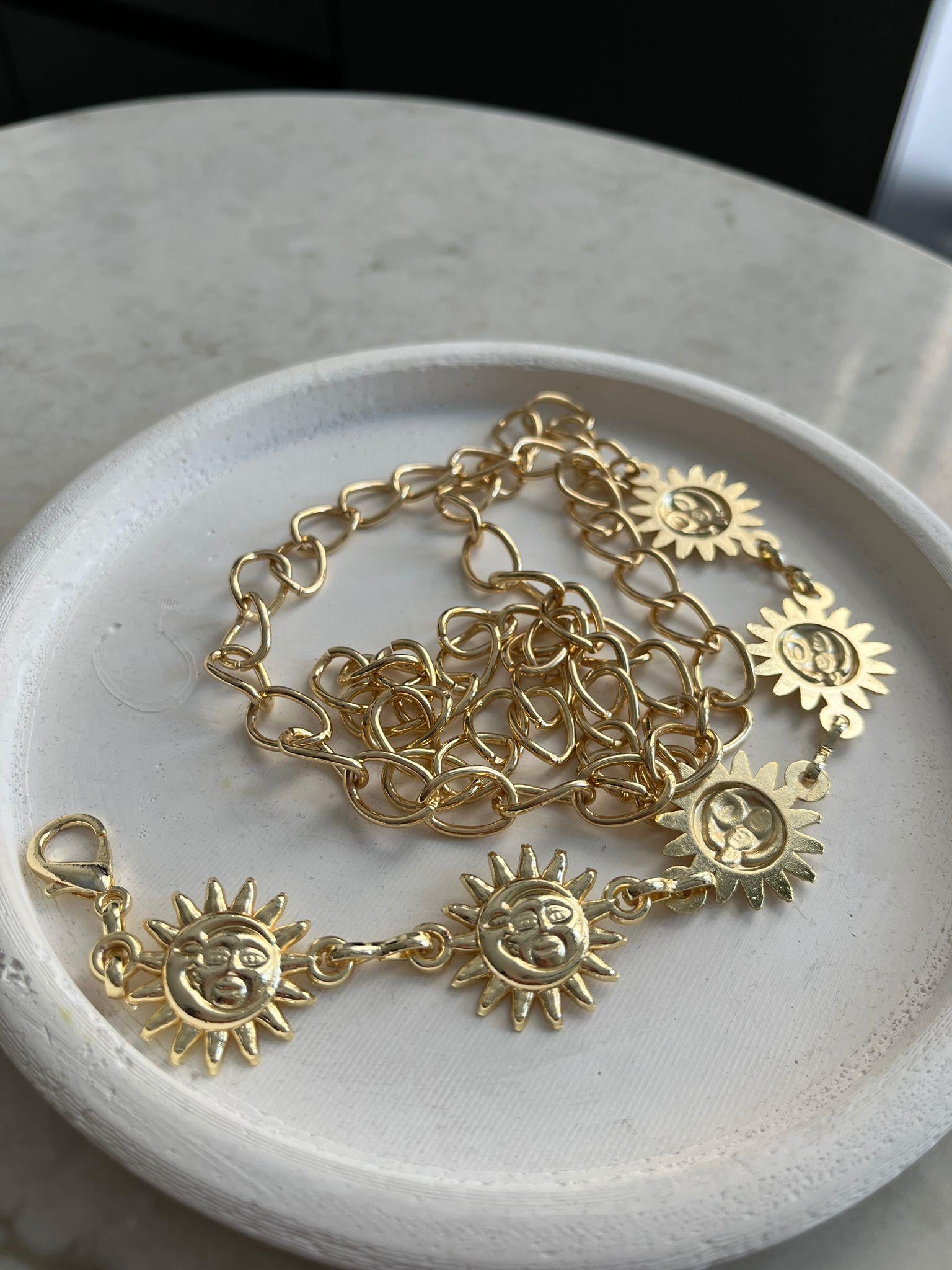 Gold Güneş Figürlü Zincir Kemer SB73