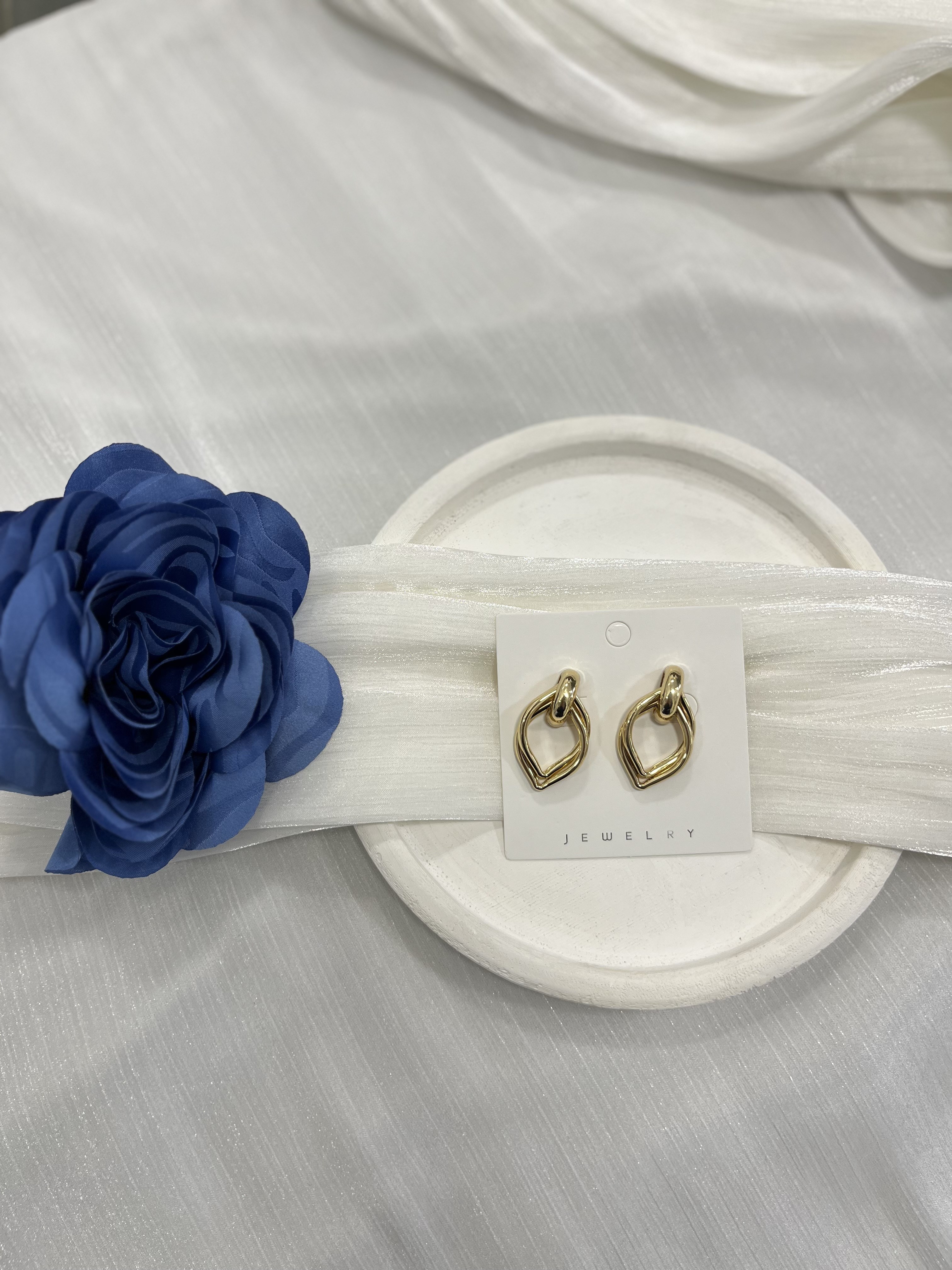 Gold İkili Damla Küpe KP22