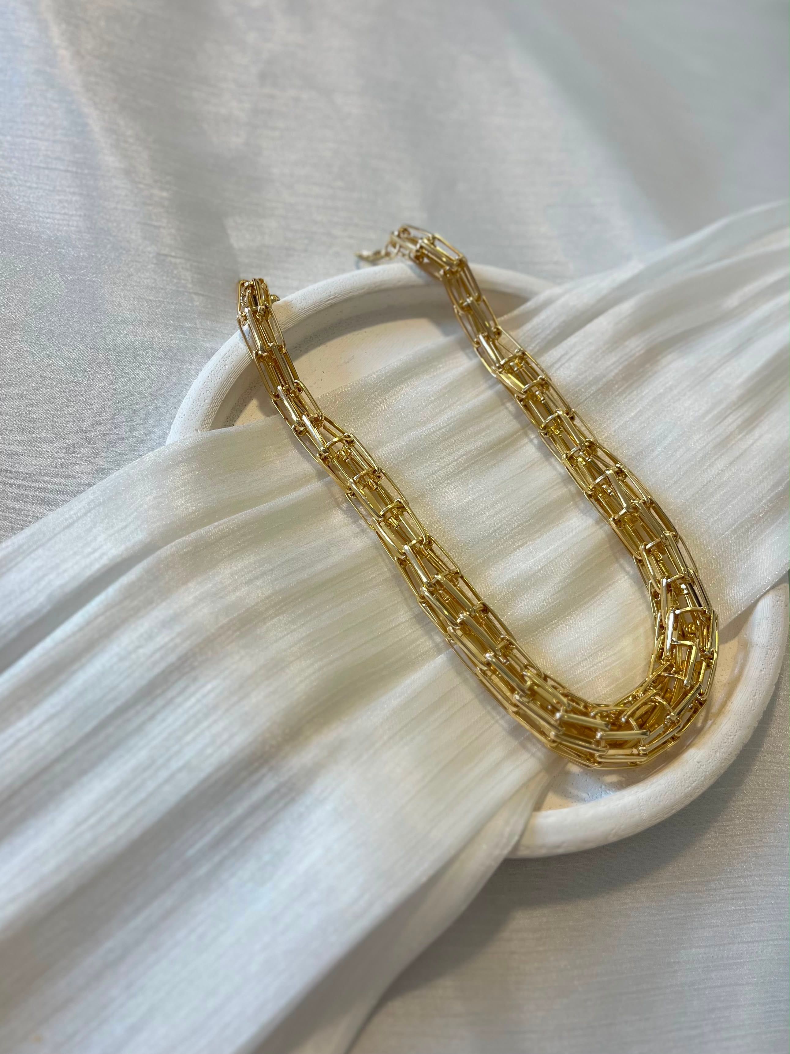 Gold Kalın Silindir Ataç Zincir Kolye KY12