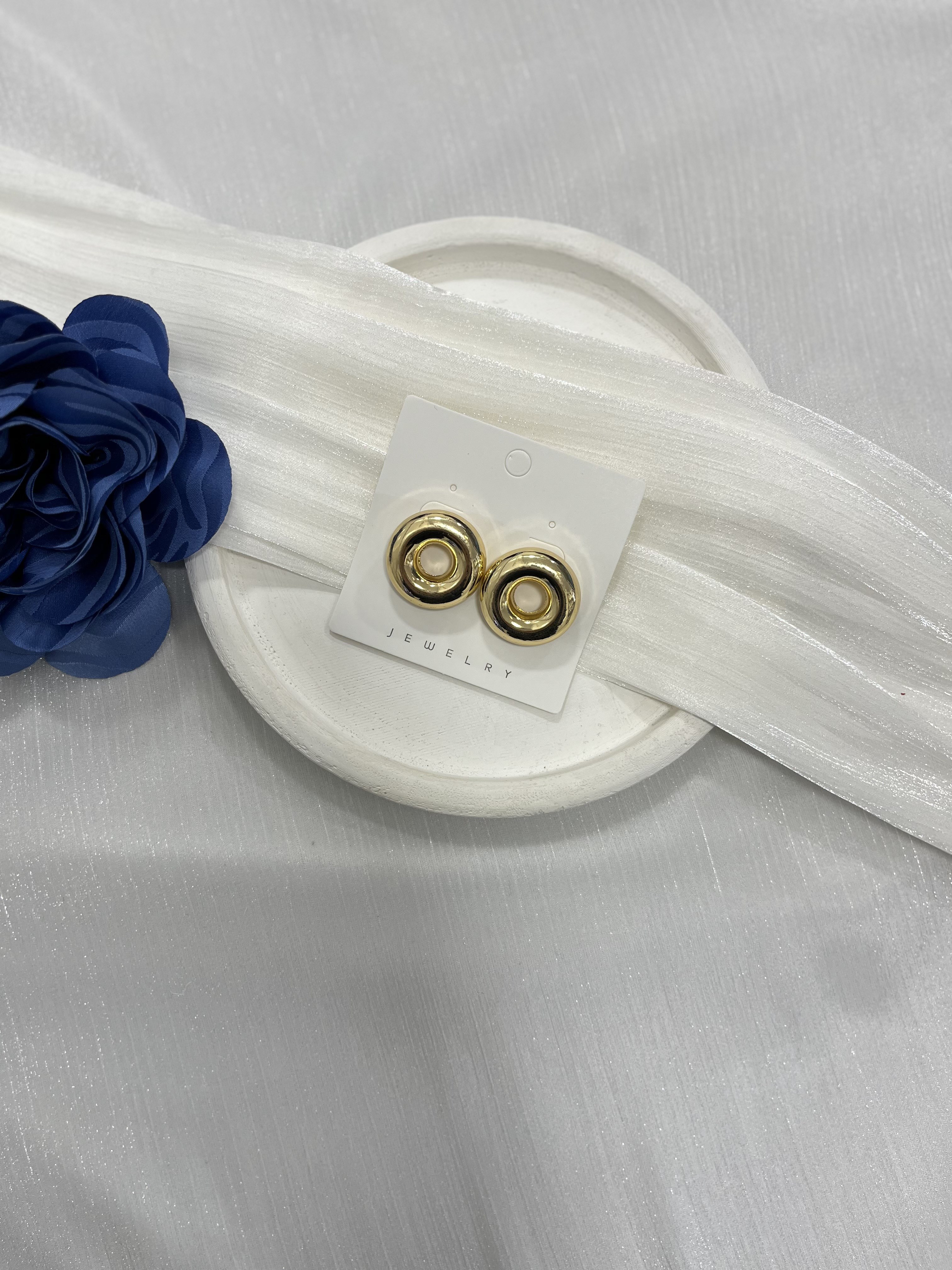 Gold Kalın Yuvarlak Model Küpe KP48