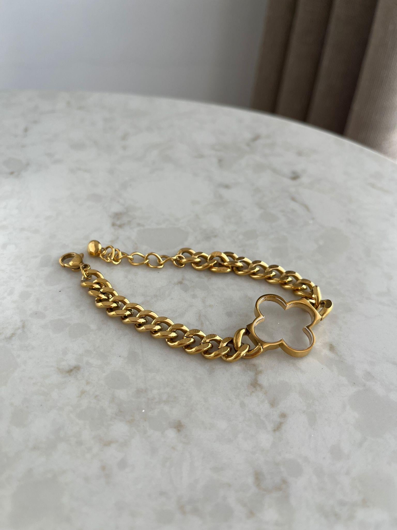 Gold Yonca Desenli Bileklik ST7