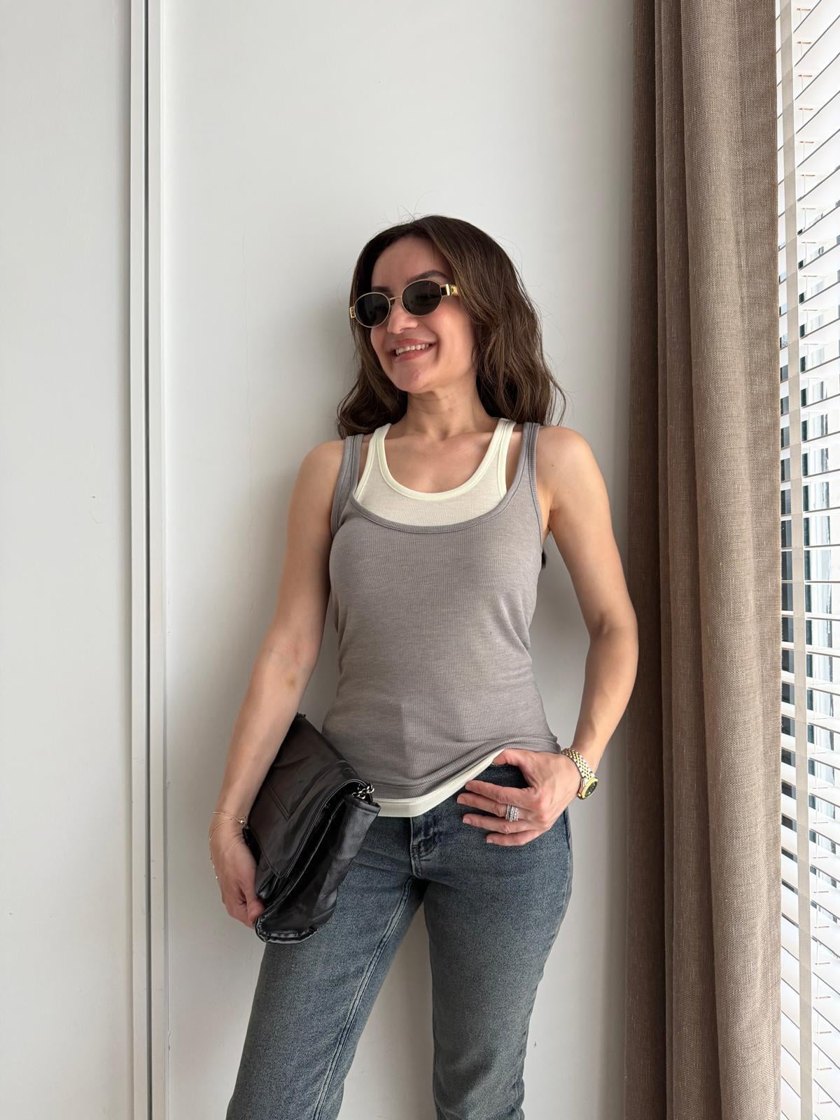 Gri Halter Yaka Garnili Atlet 17563